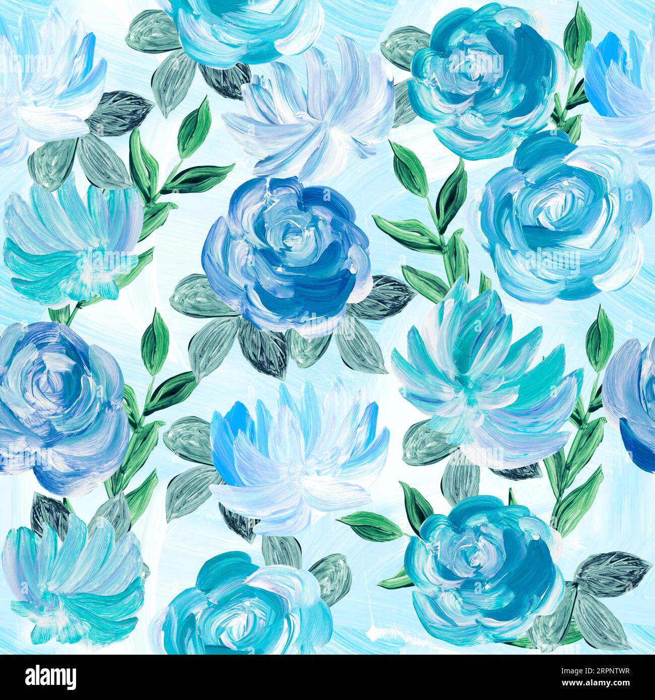 Blue Abstract Paint Patterns Seamless pattern of abstract painting blue flowers, original hand drawn ...