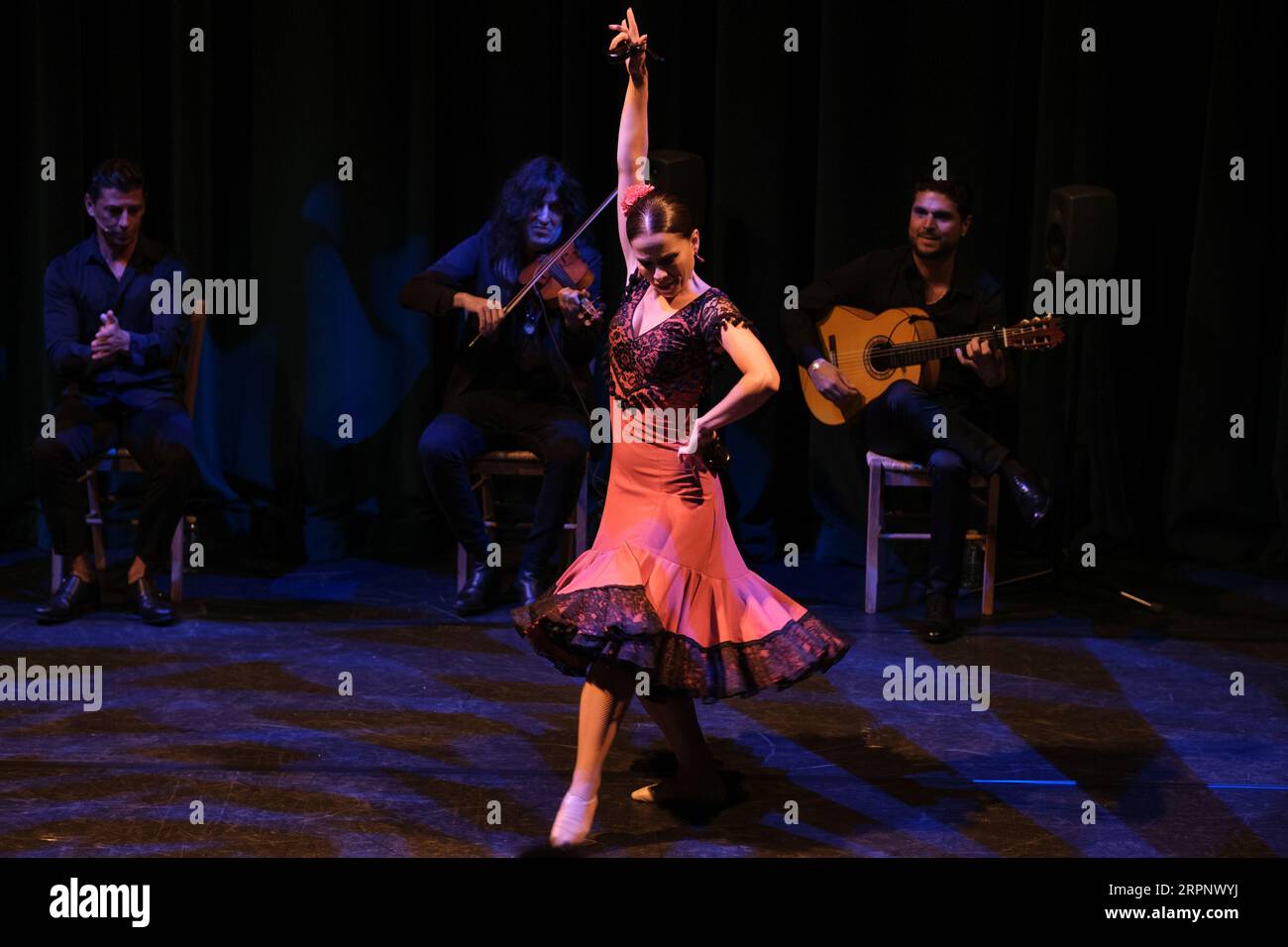 The dancer Estela Alonso performs during the presentation of the show Suma Flemenca at the Canal theater in Madrid. September 5, 2023 Spain Stock Photo