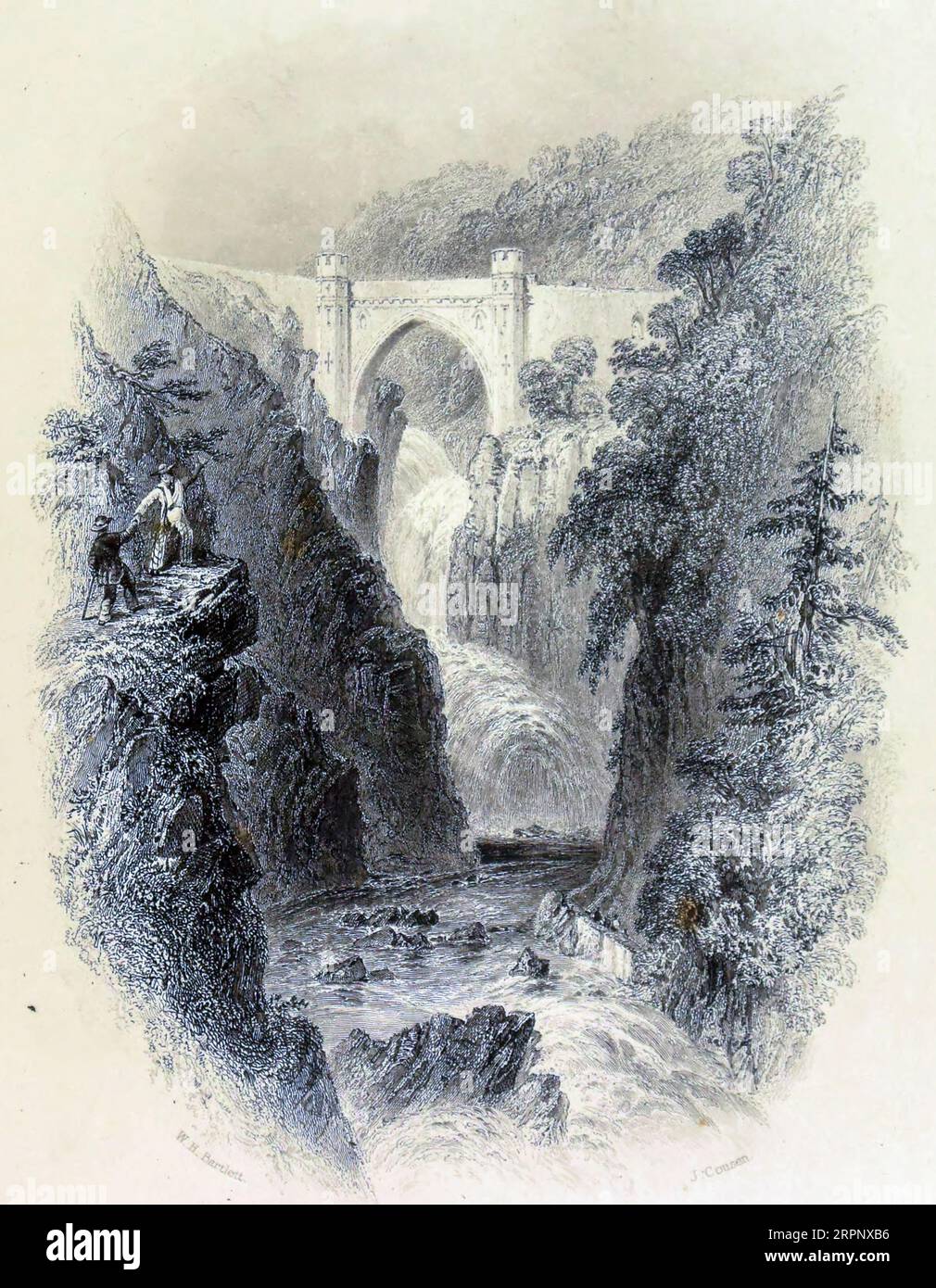 Phoul A Phuca Falls The scenery and antiquities of Ireland by Bartlett, W. H. (William Henry), 1809-1854, illustrator.Volume 1. Publisher London : G. Virtue 1842 William Henry Bartlett (March 26, 1809 – September 13, 1854) was a British artist, best known for his numerous drawings rendered into steel engravings. Stock Photo