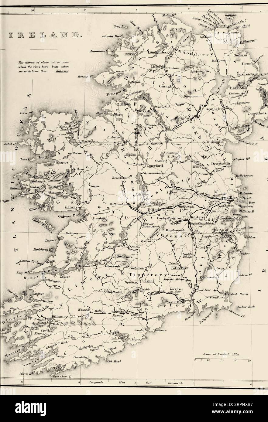 19th Century map of Ireland Stock Photo