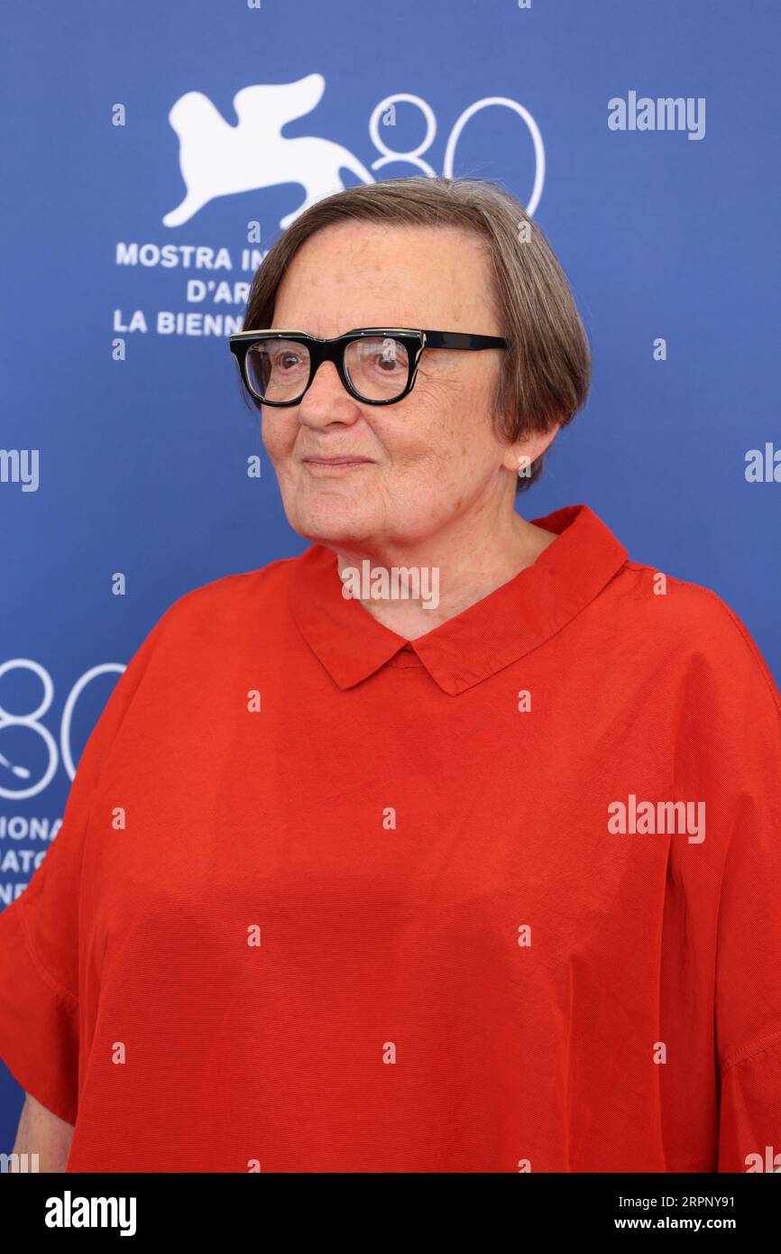 Venice, Italy, 5th September, 2023. Director Agnieszka Holland at the photo call for the film Green Border (Zielona Granica) at the 80th Venice International Film Festival. Photo Credit: Doreen Kennedy / Alamy Live News. Stock Photo