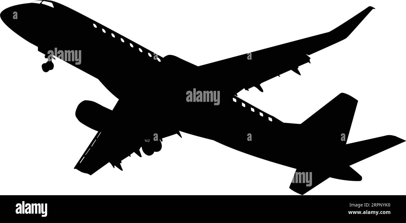 A regional jet liner on approach to land in silhouette. Stock Vector