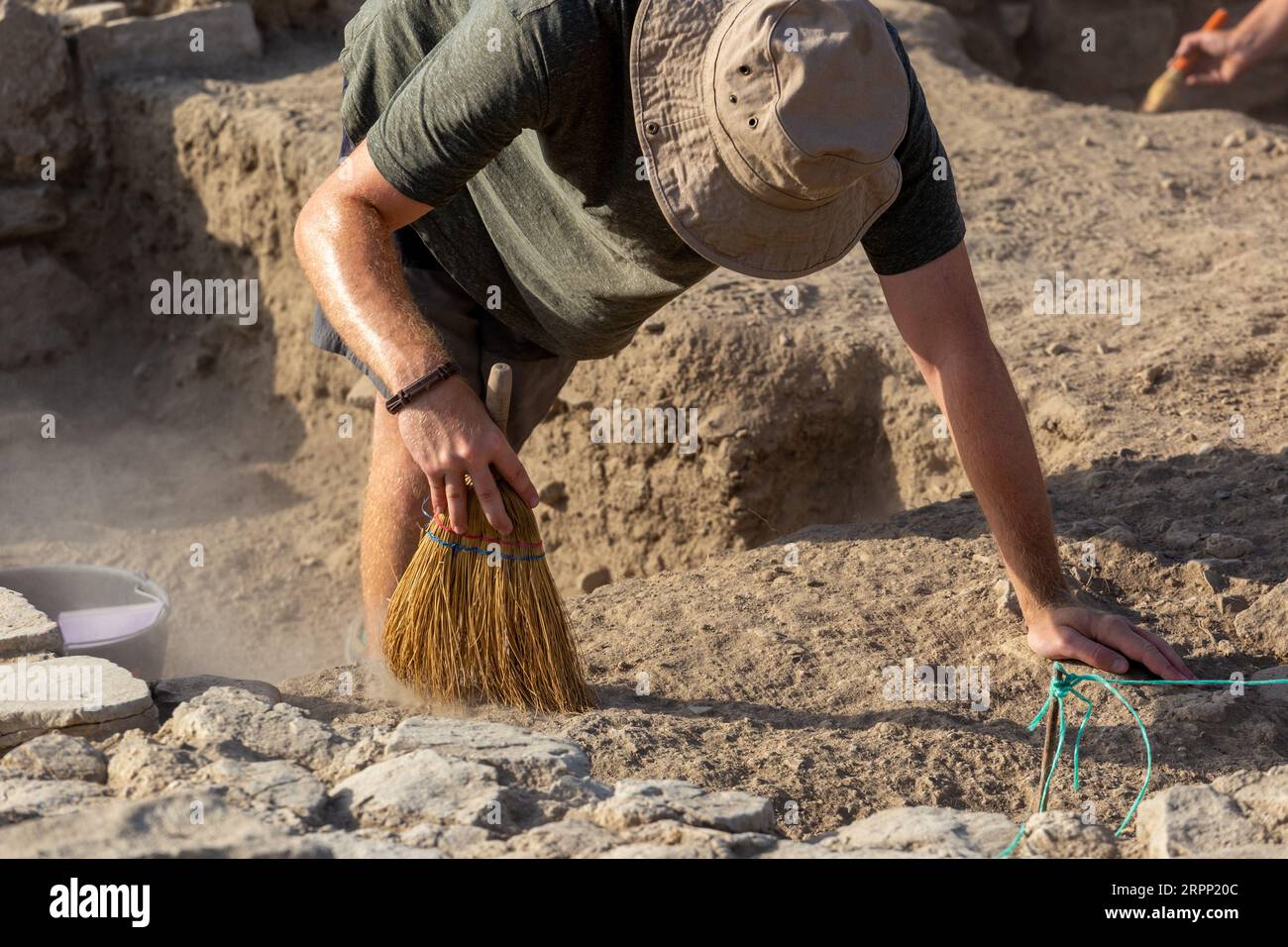 Archaeologists excavate at the archaeological site Stobi. Stock Photo