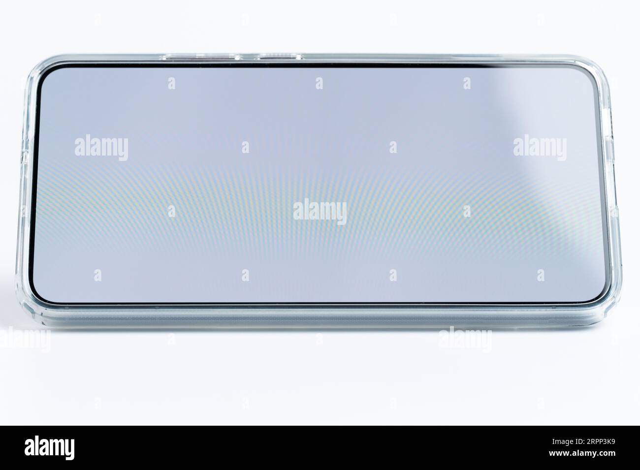 Blank screen of smartphone in horizontal orientation isolated Stock Photo