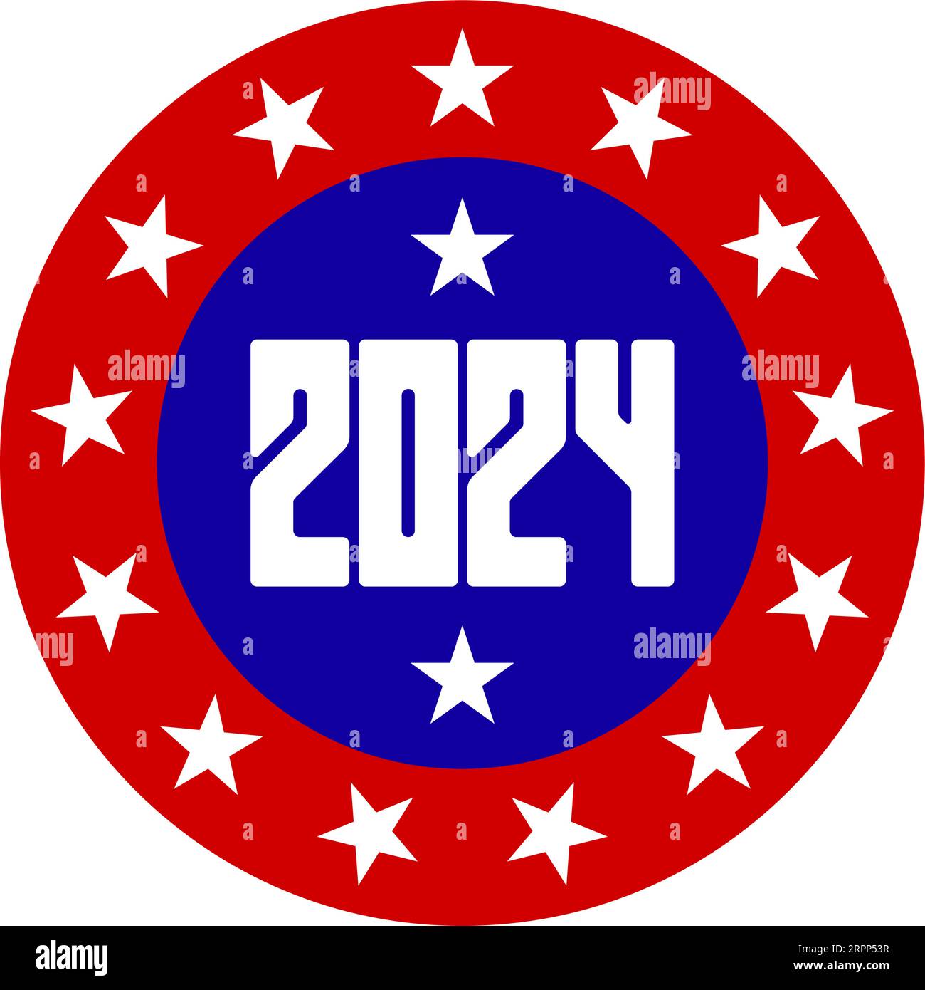 2024 usa vote badge. white and blue with stars circular poster or pin