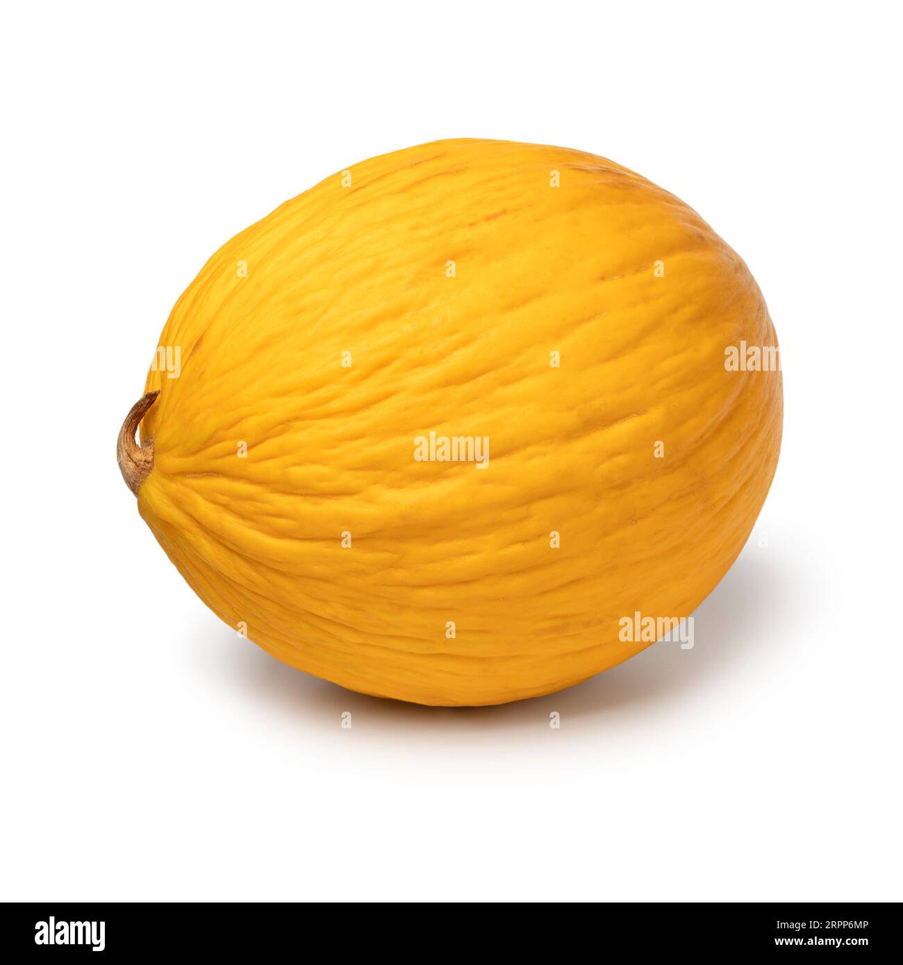 Single fresh ripe Honeydew melon close up isolated on white background