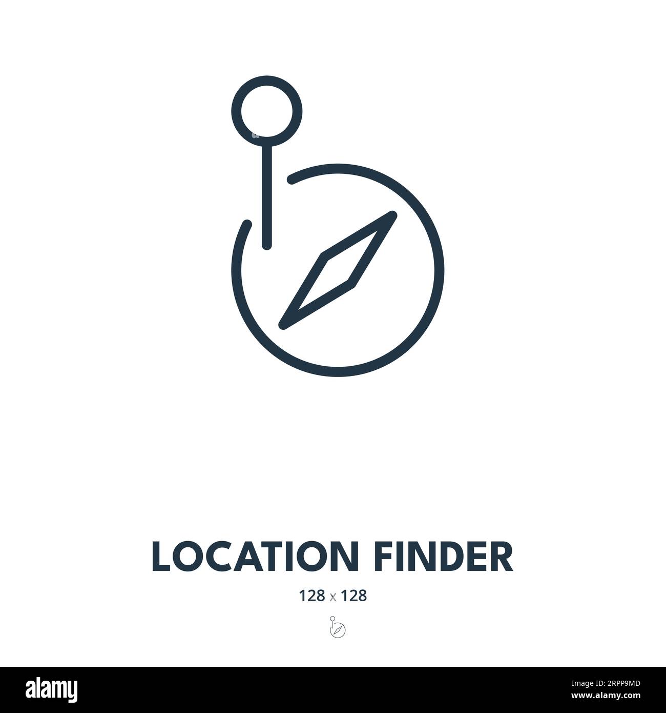 Location Finder Icon. Navigation, GPS, Compass. Editable Stroke. Simple