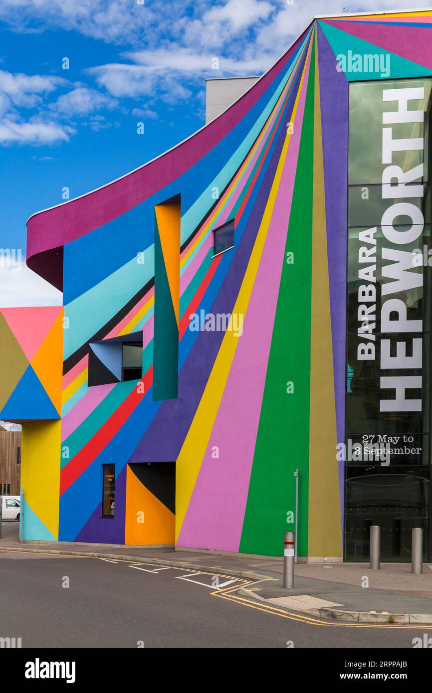 The Towner Art Gallery with colourful Dance Diagonal artwork by German