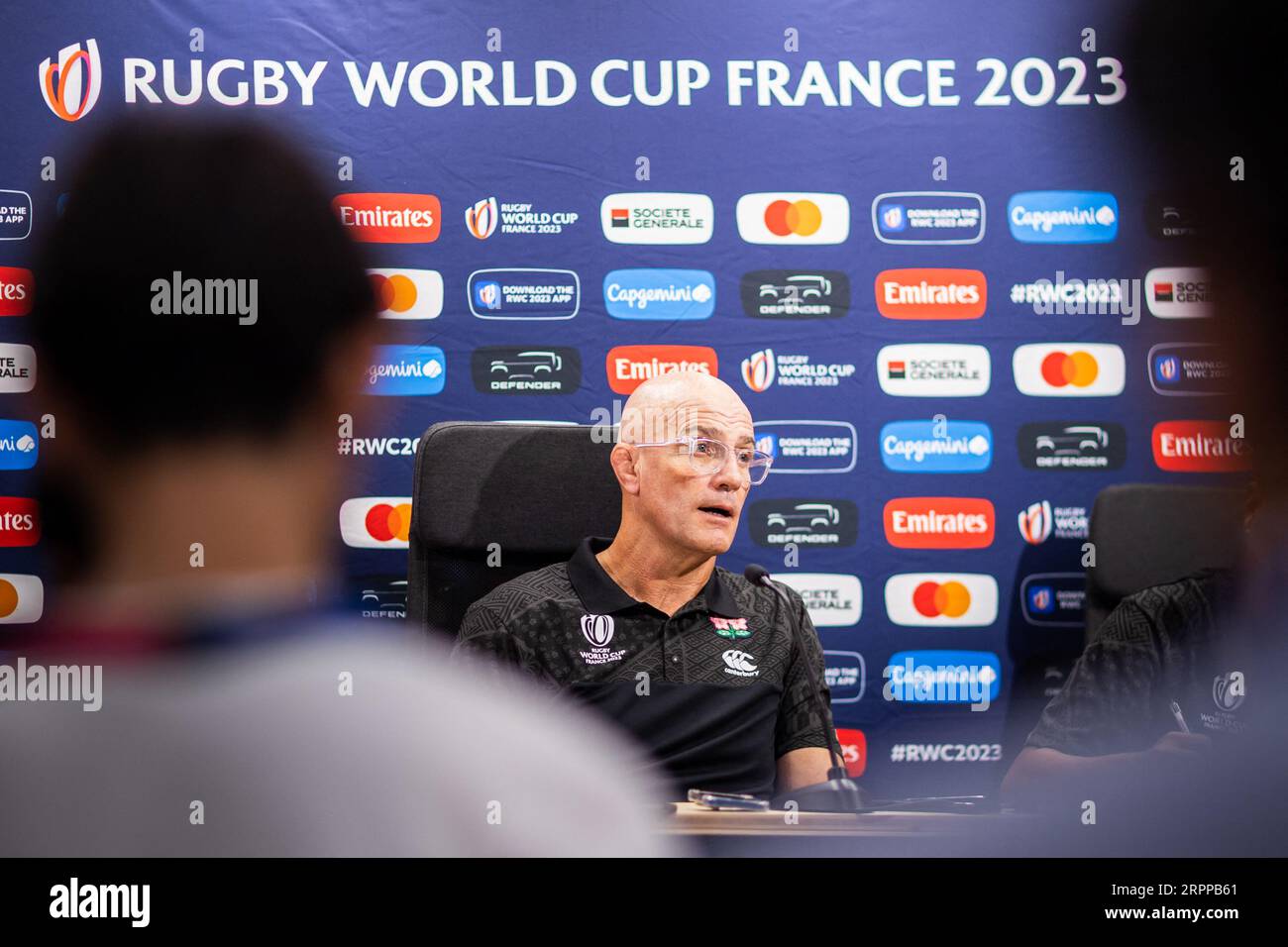 Toulouse, France. 05th Sep, 2023. John Mitchell answers questions from