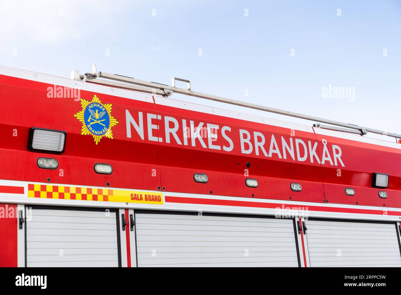 Nerikes brandkår (In english: Nerikes fire brigade) at Örebro airport, Örebro, Sweden. Stock Photo