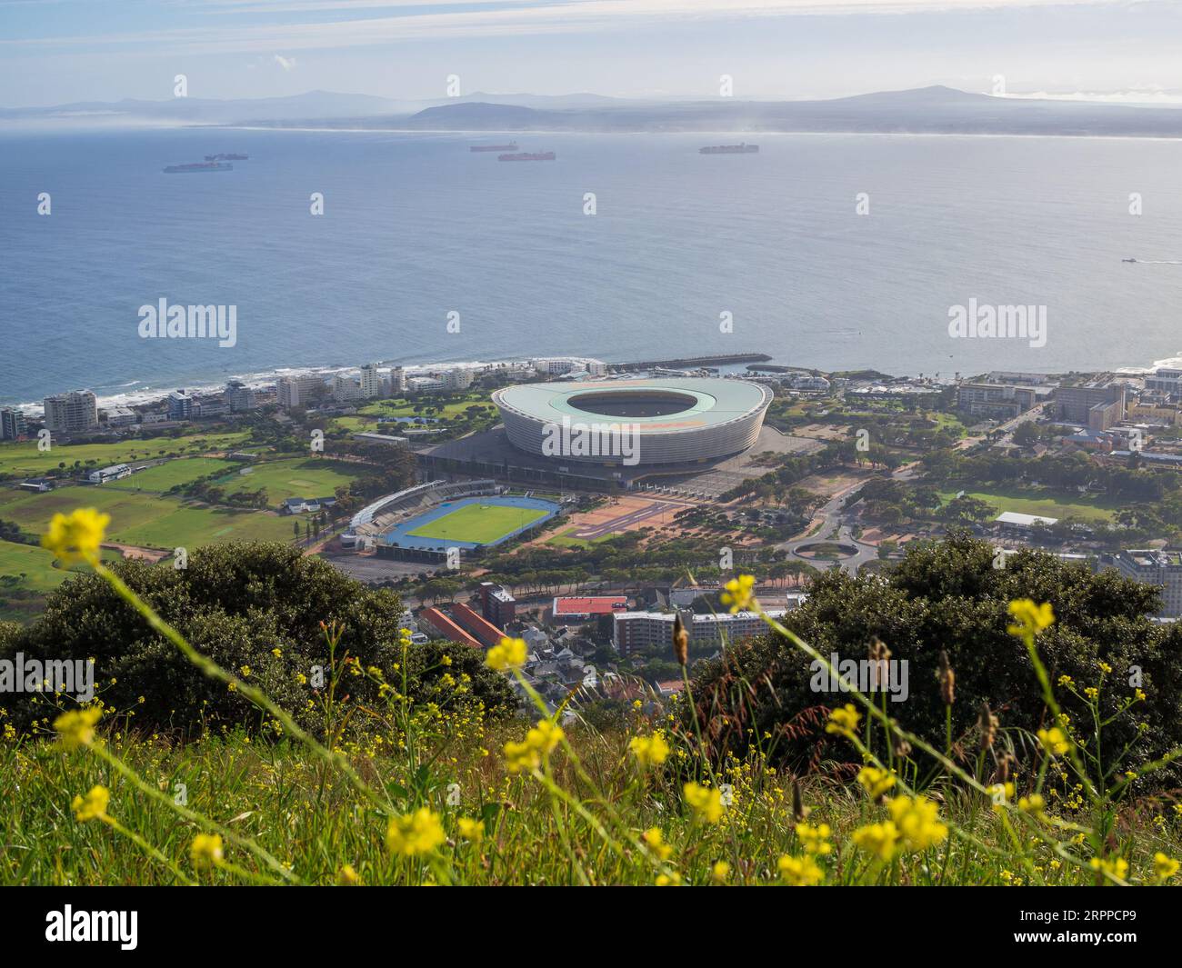 Cape Town, South Africa - September the 3rd 2023: Aerial view of Green Point, photographed from Signal Hill. Stock Photo