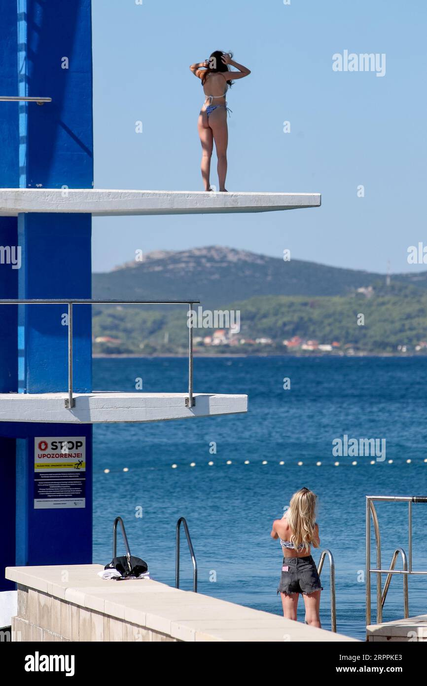 Zadar, Croatia. 05th Sep, 2023. A woman pose for a picture at Zadar