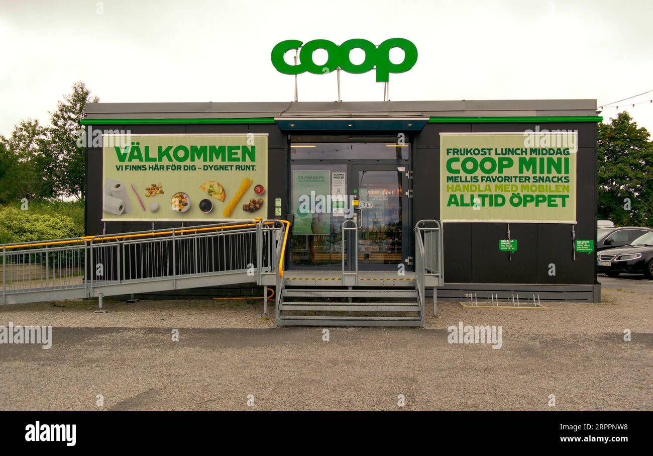 Stockholm, Sweden September 2th, 2023 The sign for Coop supermarket. Stock Photo