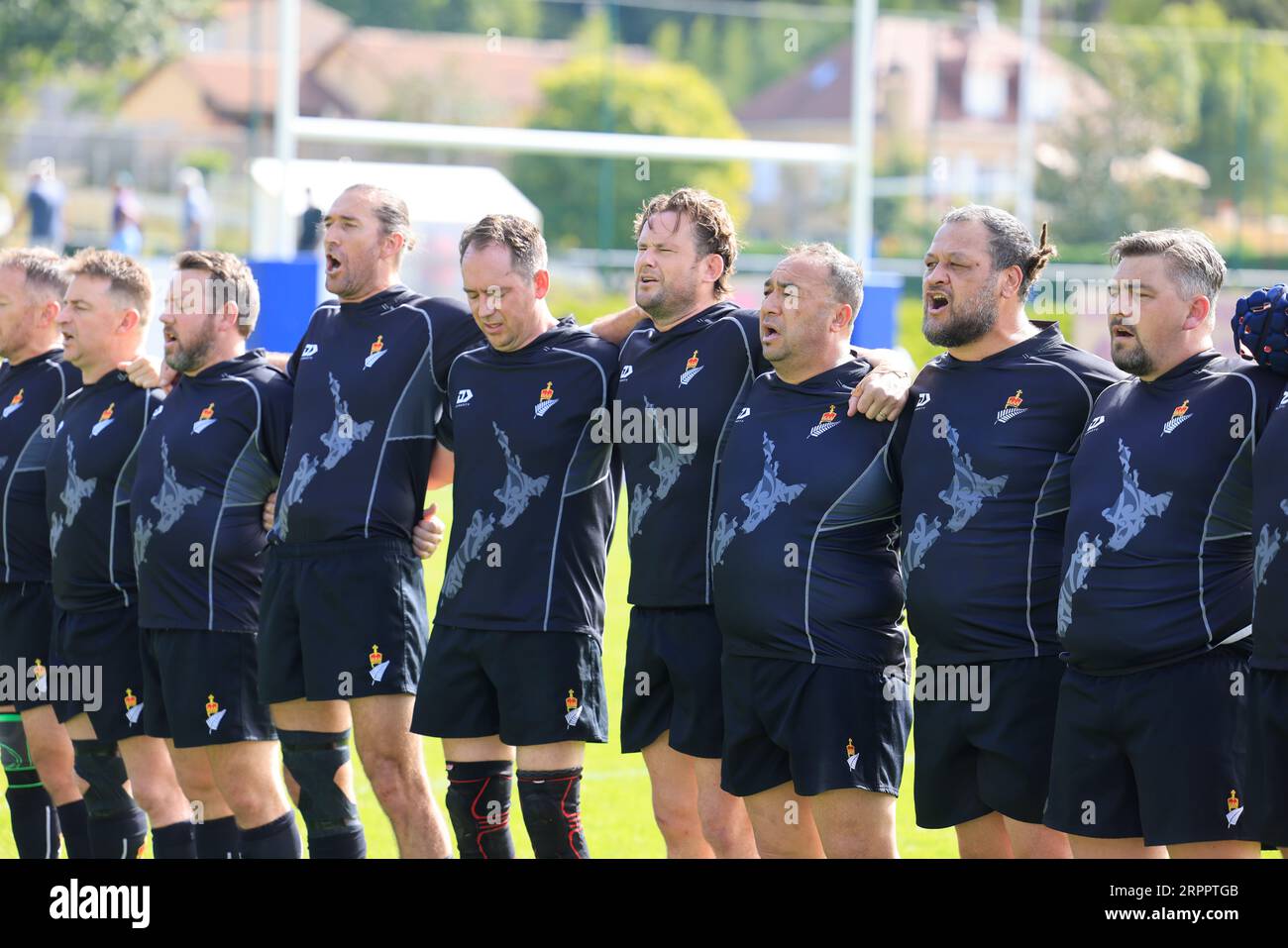 Parliamentarians' Rugby World Cup 2023 in France. Second turn. New Zealand - Australia match. The New Zealand parliamentary team (in black) won the ma Stock Photo