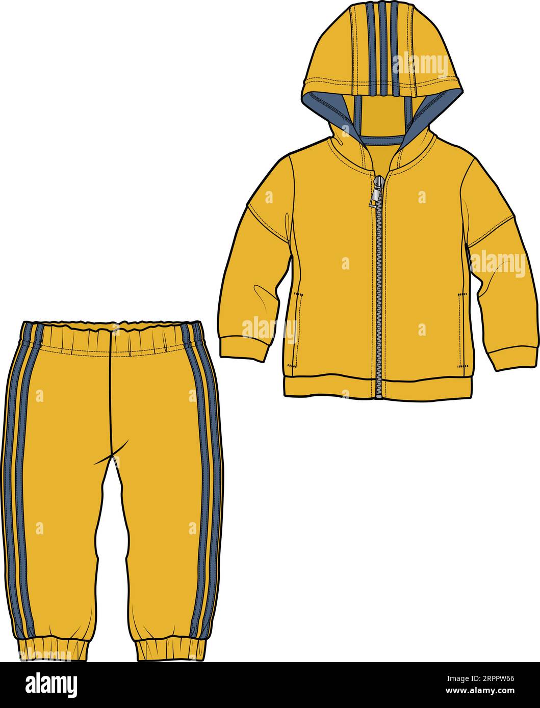 KIDS  WEAR HOODIE AND JOGGER SWEAT SUIT SET TRACK SUIT VECTOR ILLUSTRATION Stock Vector