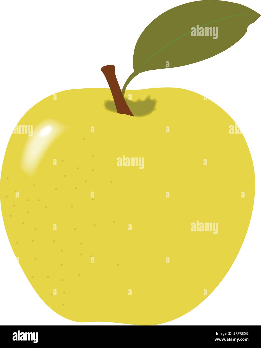 Single Whole Apple With Stalk And Leaf Stock Vector