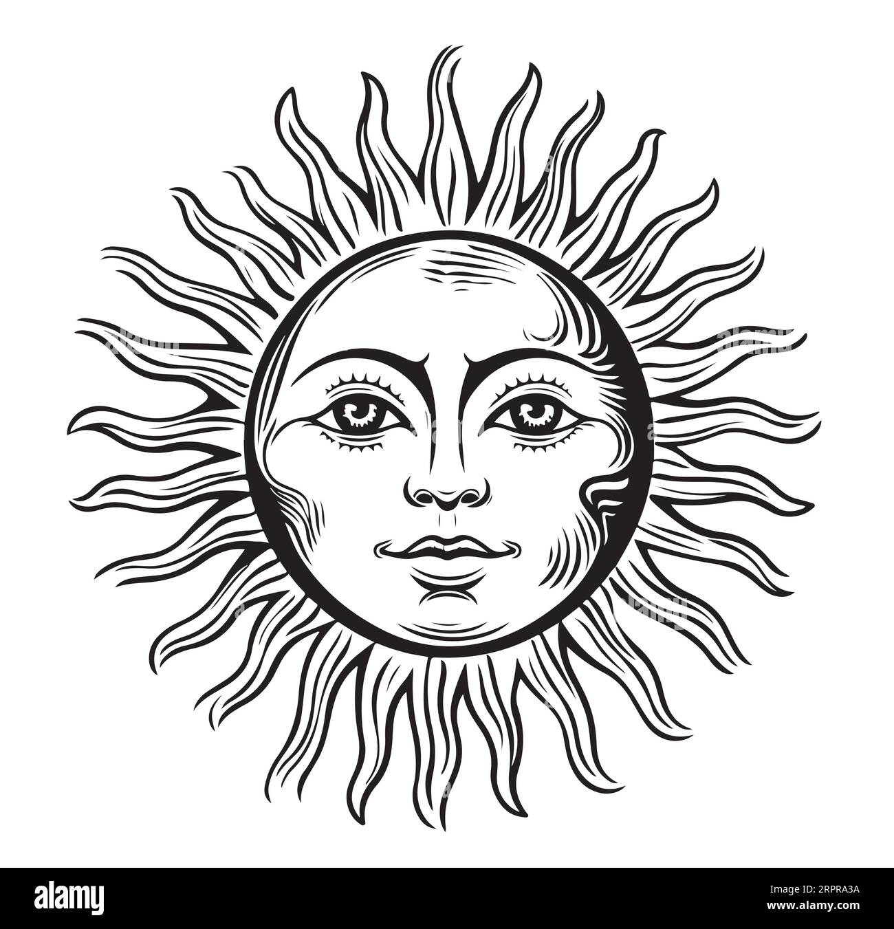 Sun face sketch hand drawn in graphic Vector Stock Vector