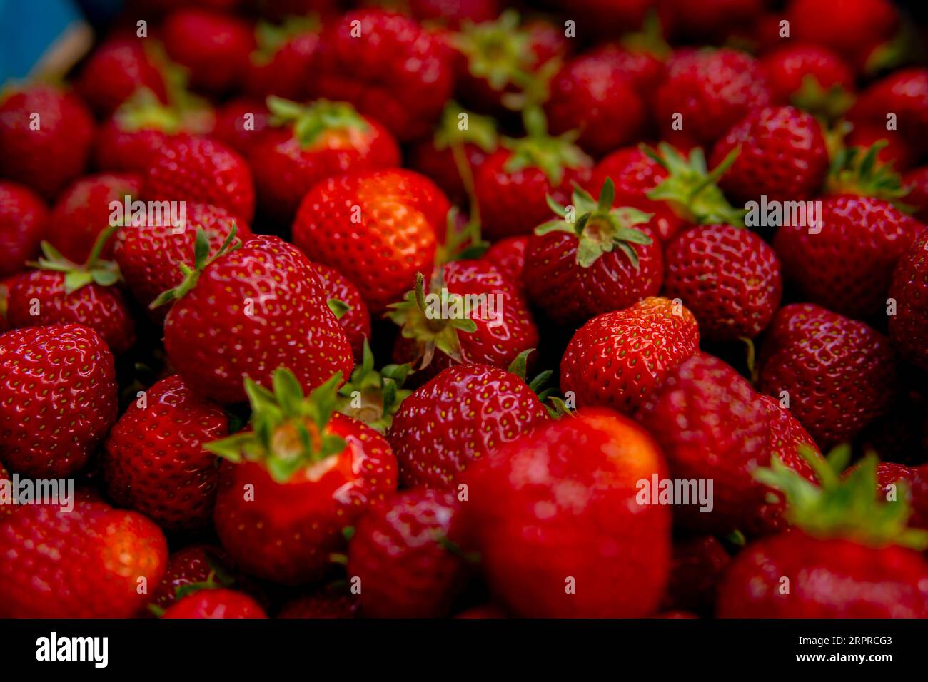 detail of red and fresh strawberies Stock Photo
