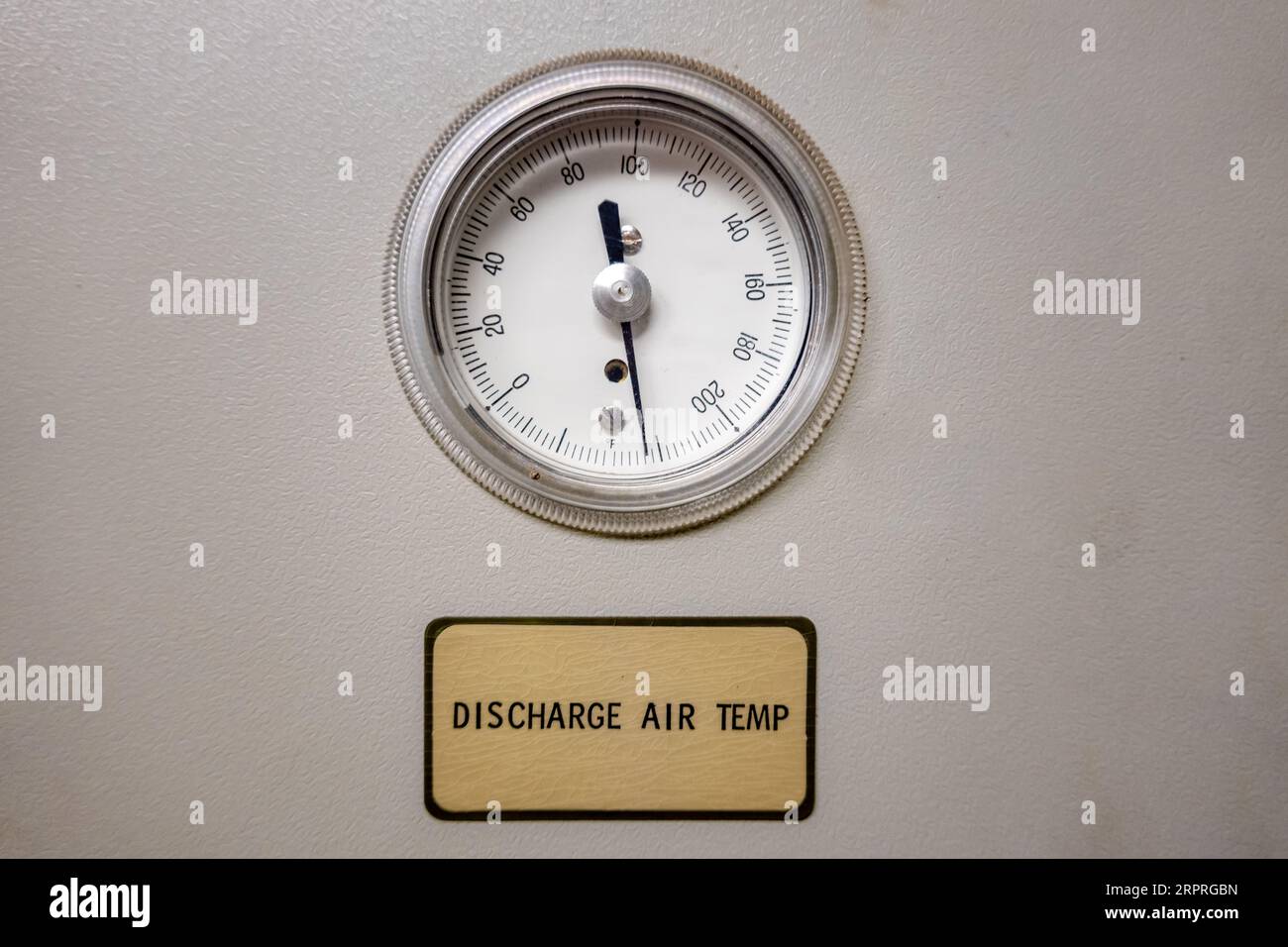 Discharge Air Temp dial part of an old building HVAC System Stock Photo