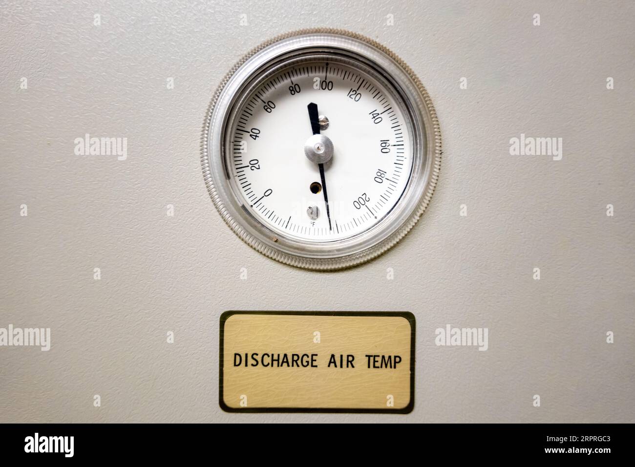 Discharge Air Temp dial part of an old building HVAC System Stock Photo