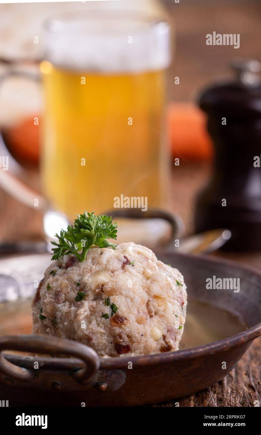 austrian soup in a copper pot Stock Photo