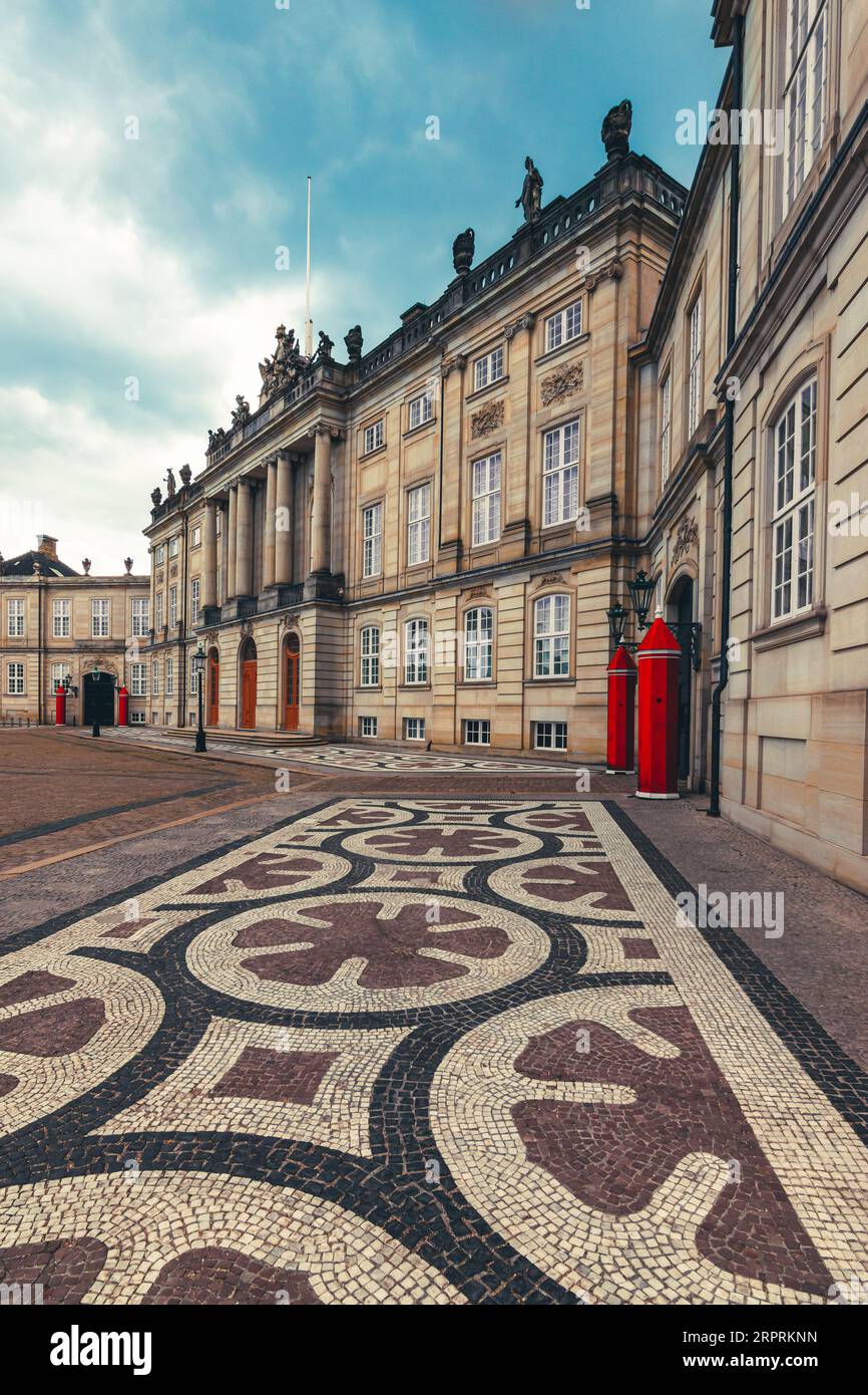 Copenhagen, Denmark - July 28, 2023: Amalienborg Royal Palace and square. Stock Photo