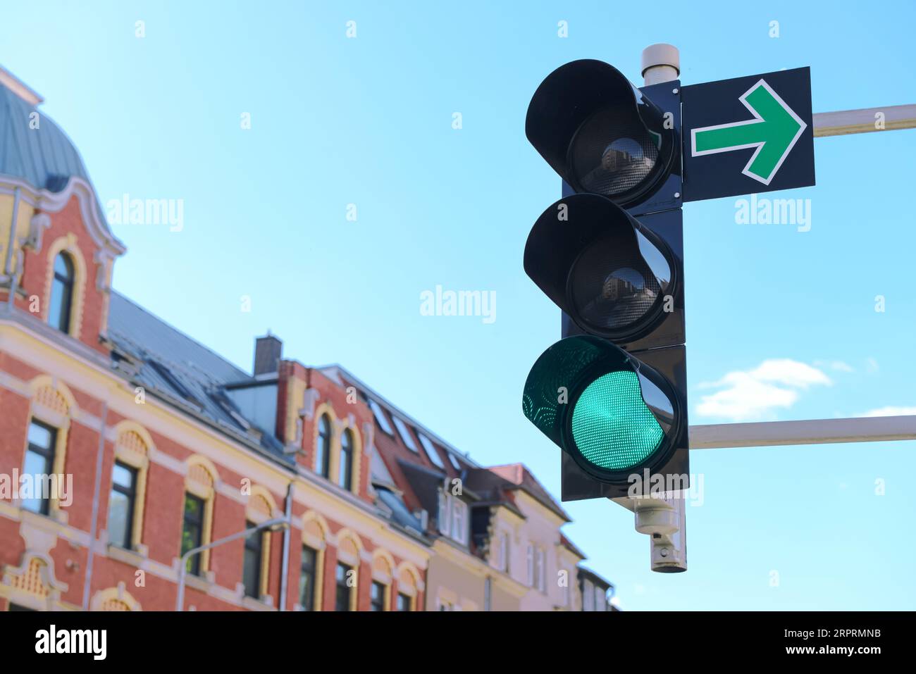 View of green traffic light in city, closeup Stock Photo - Alamy