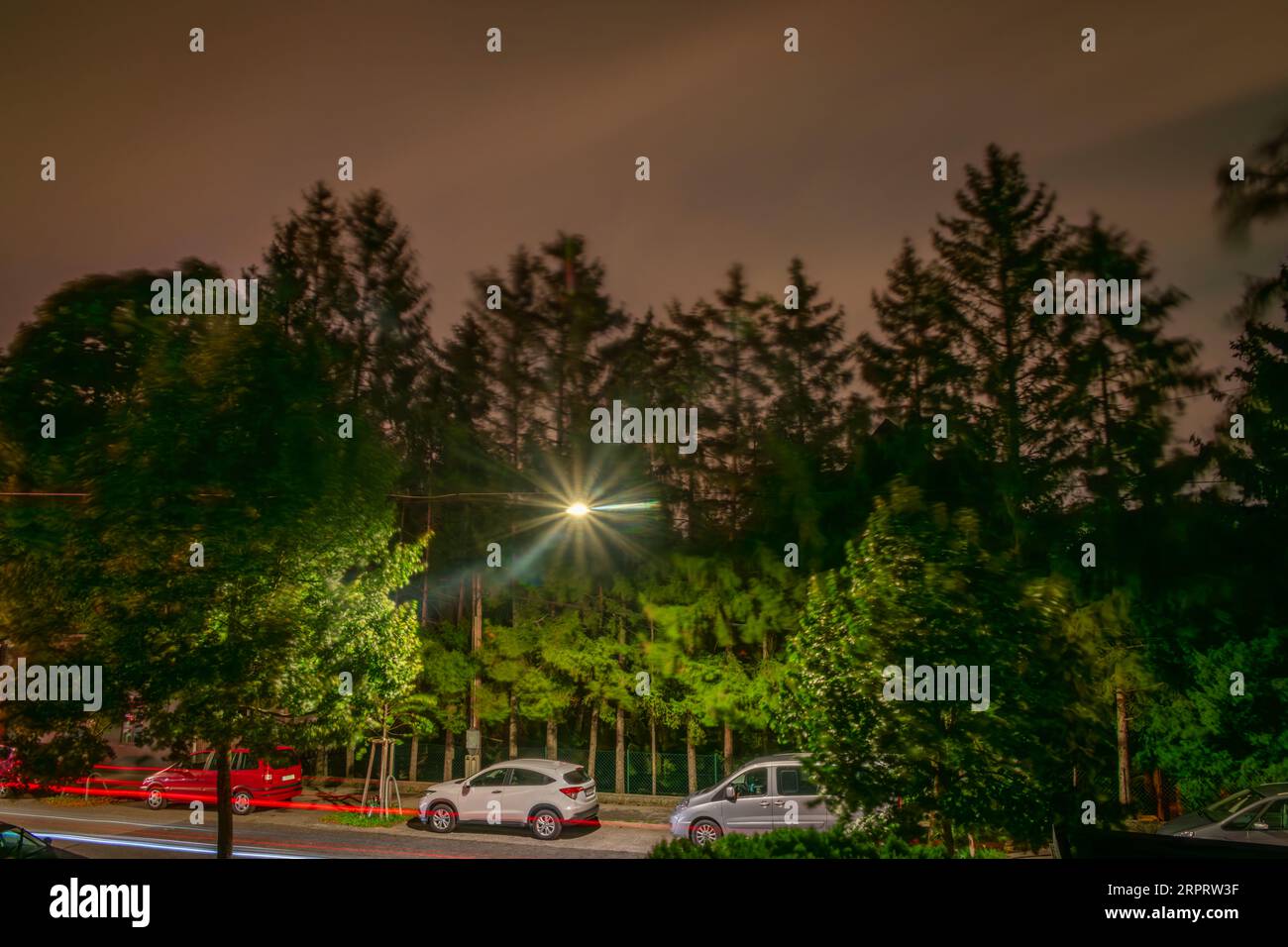 Night stormy streets near Liesing part of Wien capital city of Austria Stock Photo