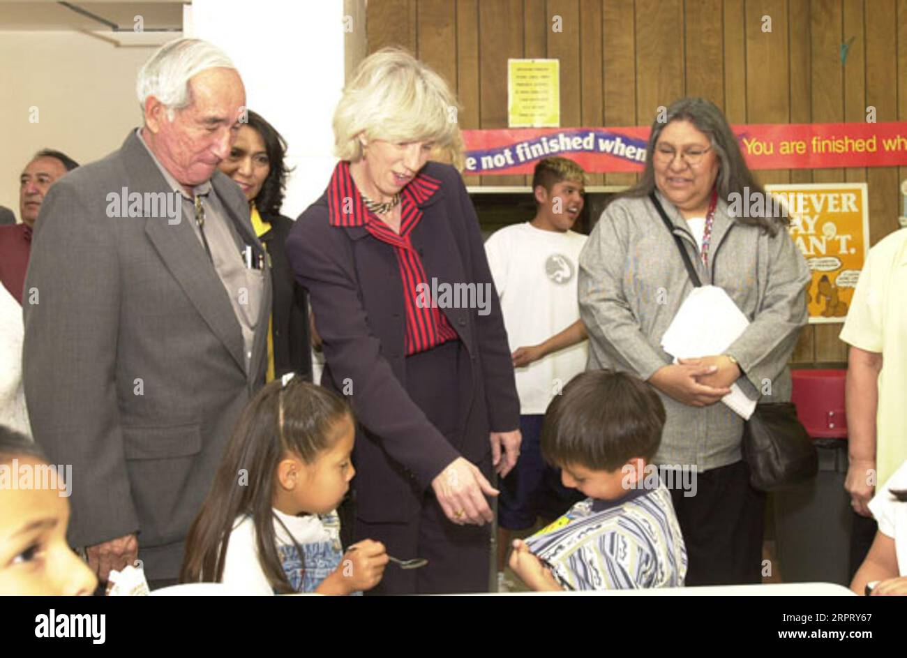 Secretary Gale Norton visiting the cafeteria at the Isleta Elementary