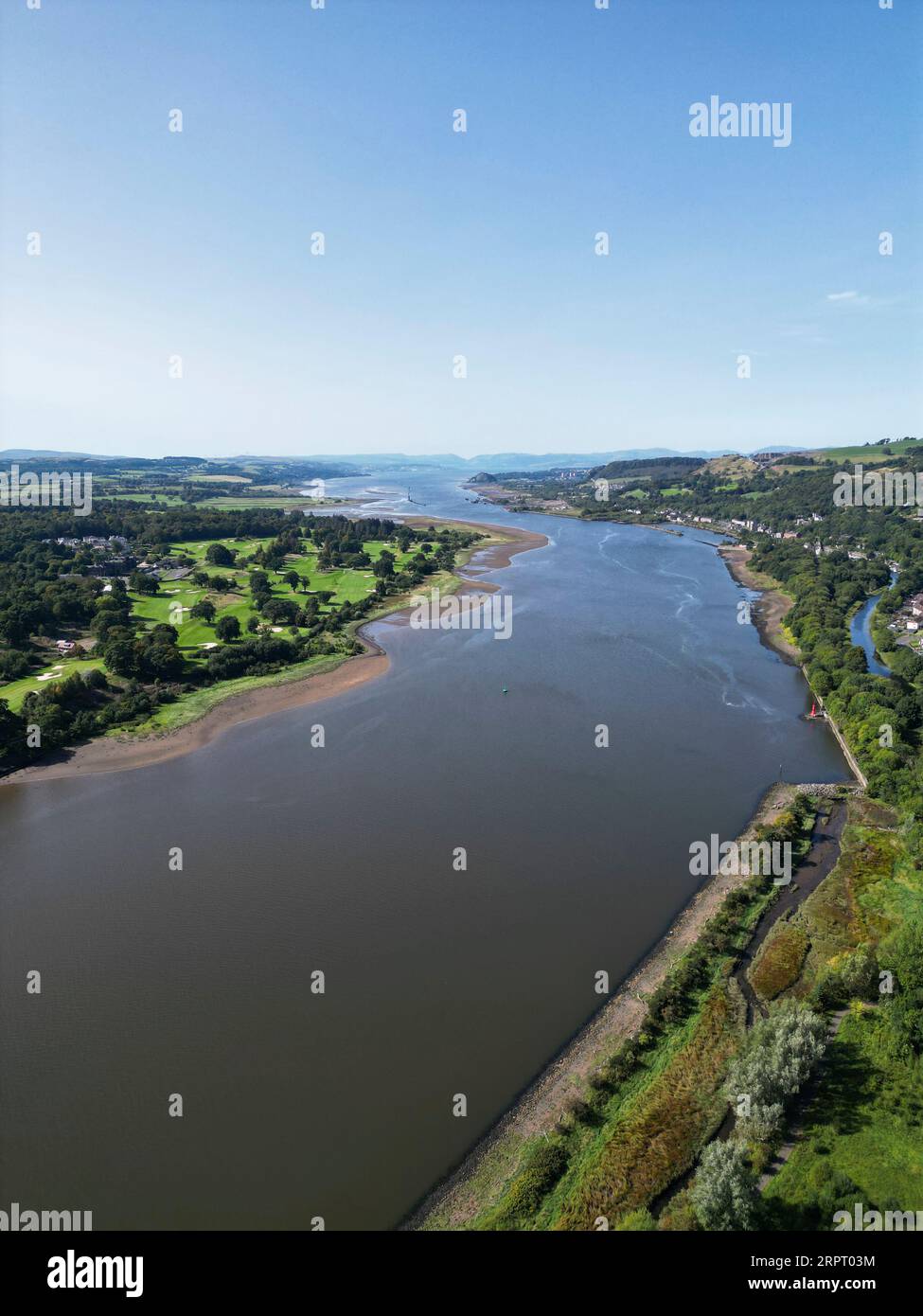 Aerial drone view of River Clyde at Old Kilpatrick Stock Photo Alamy
