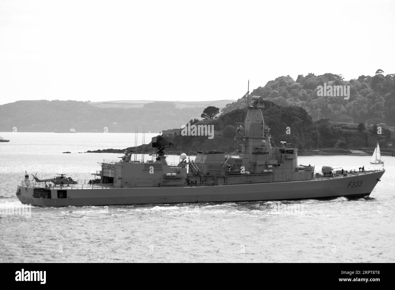 Plymouth, Devon, England UK: July 07 2022: Naval ships sail into the docks at Plymouth Sound. Stock Photo