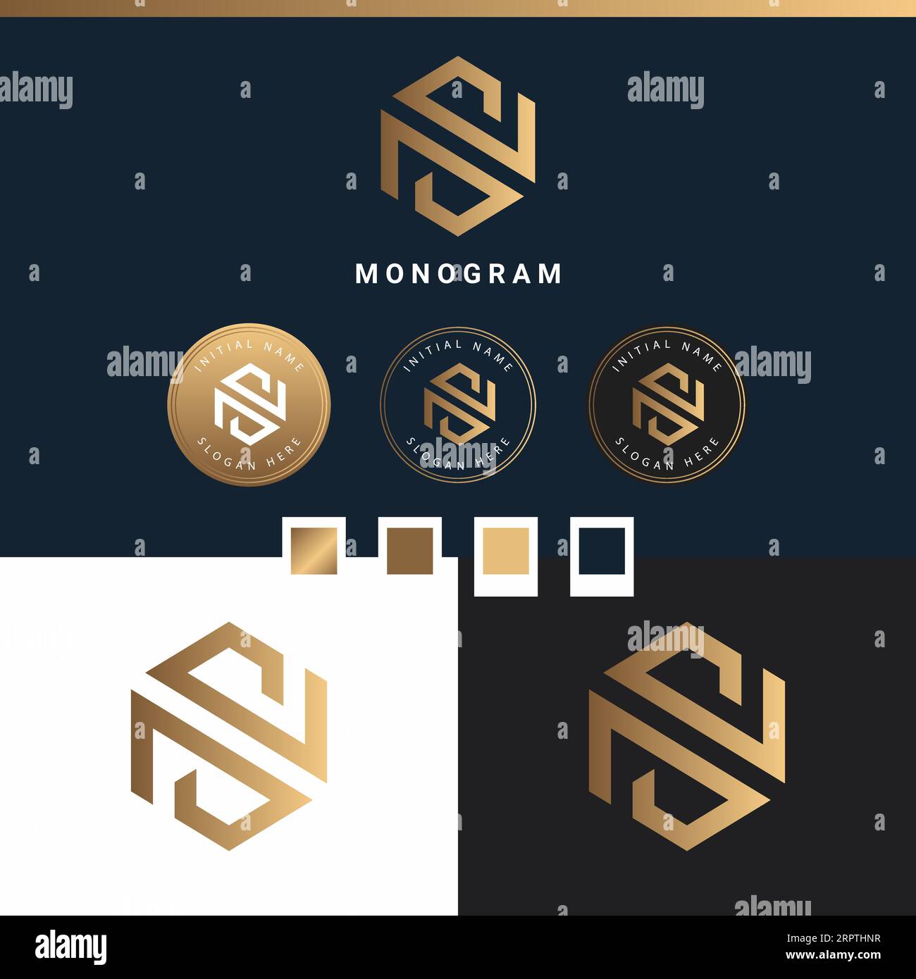 Luxury Initial SN or NS Monogram Text Letter Logo Design Stock Vector ...
