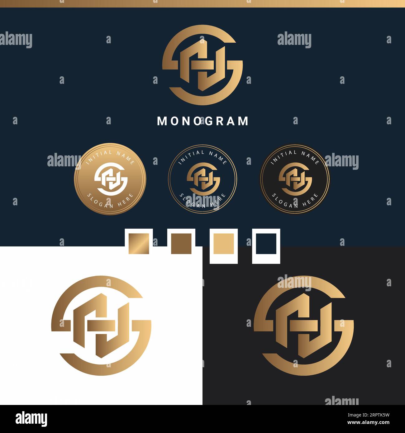 Luxury Initial SN or NS Monogram Text Letter Logo Design Stock Vector