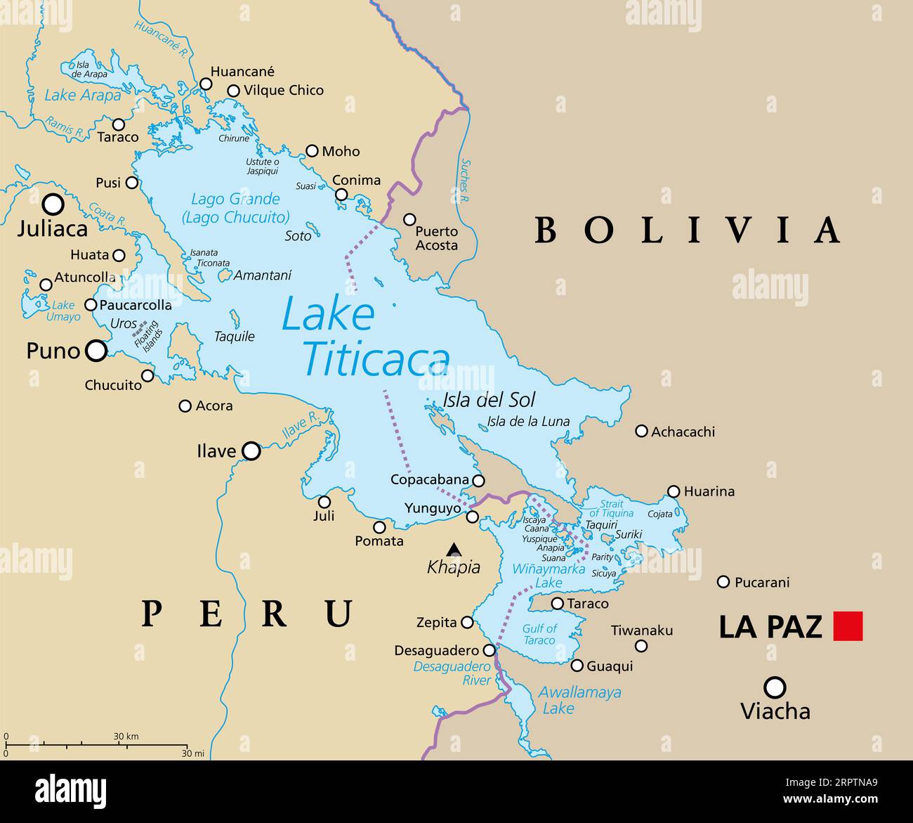 Lake Titicaca Political Map Large Freshwater Lake In The Andes Lake Titicaca Political Map Large Freshwater Lake In The Andes