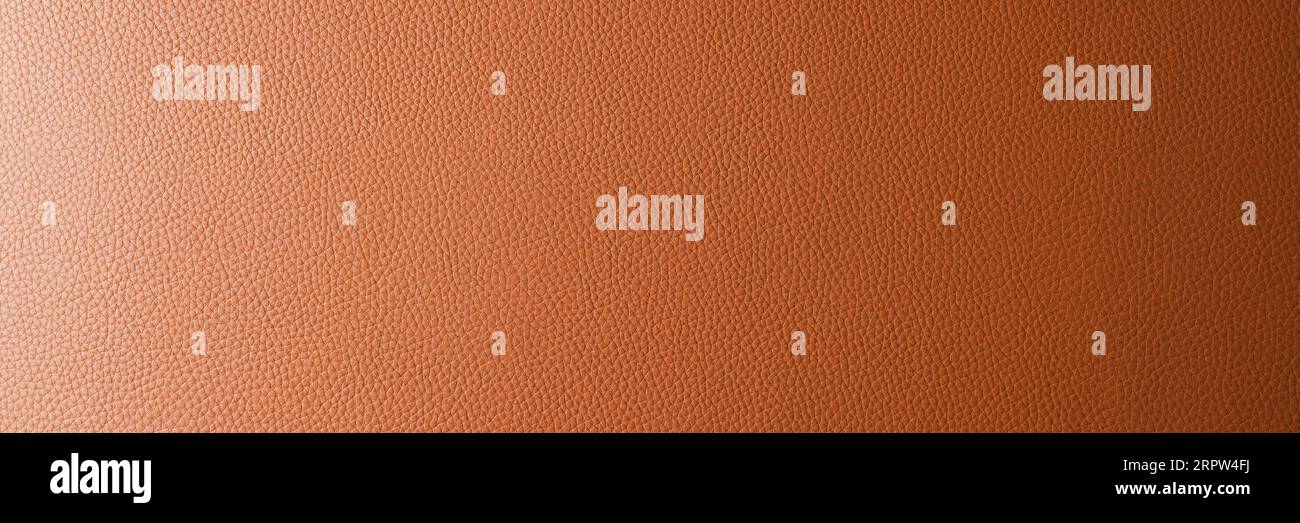 Abstract background, wide banner with orange gradient leather texture. Genuine structure, luxury pattern.  Gradient, wallpaper, panoramic,  wide, web Stock Photo