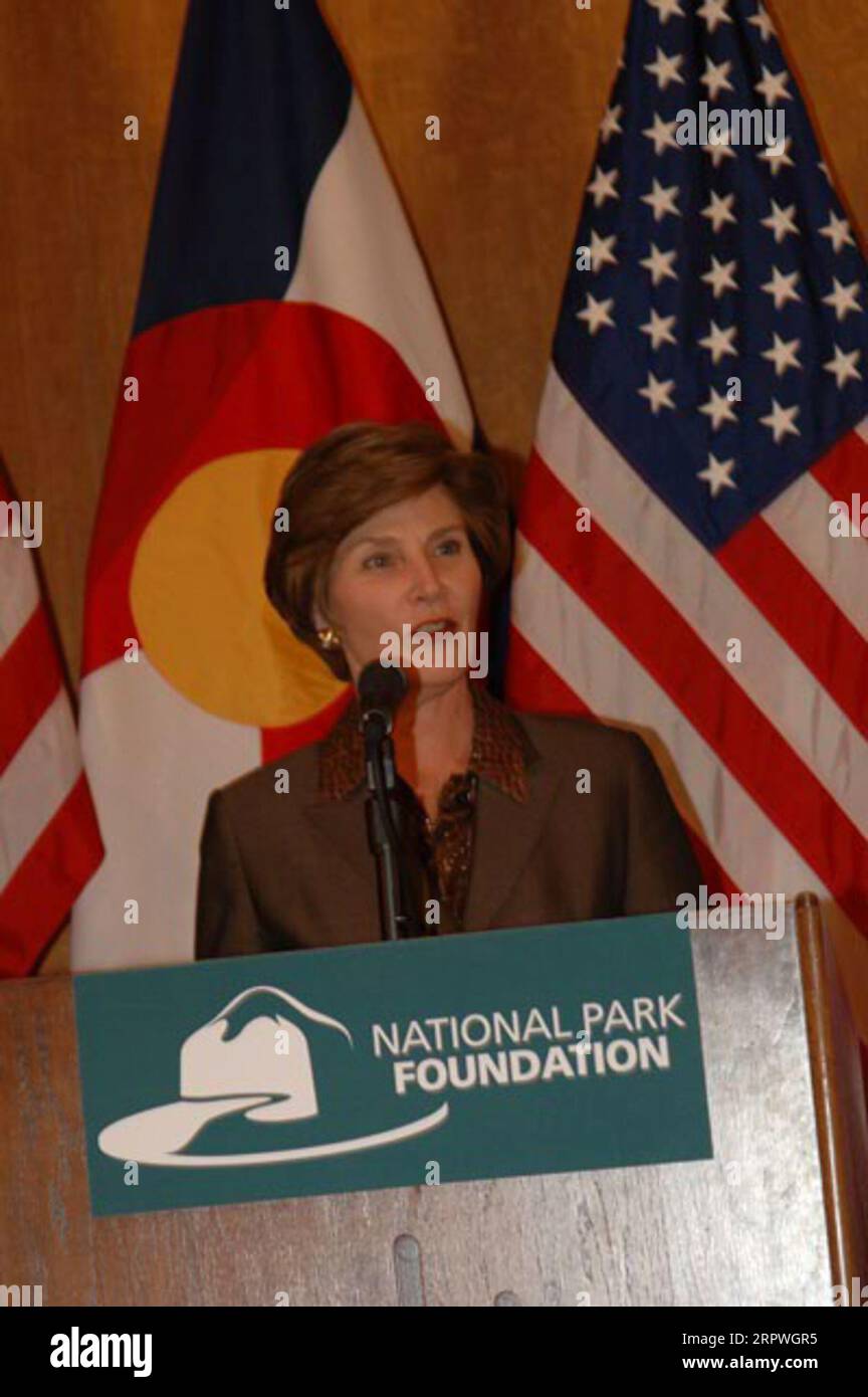Bushside Ranger Laura First Lady Laura Bush speaking at National Park Foundation event at the ...