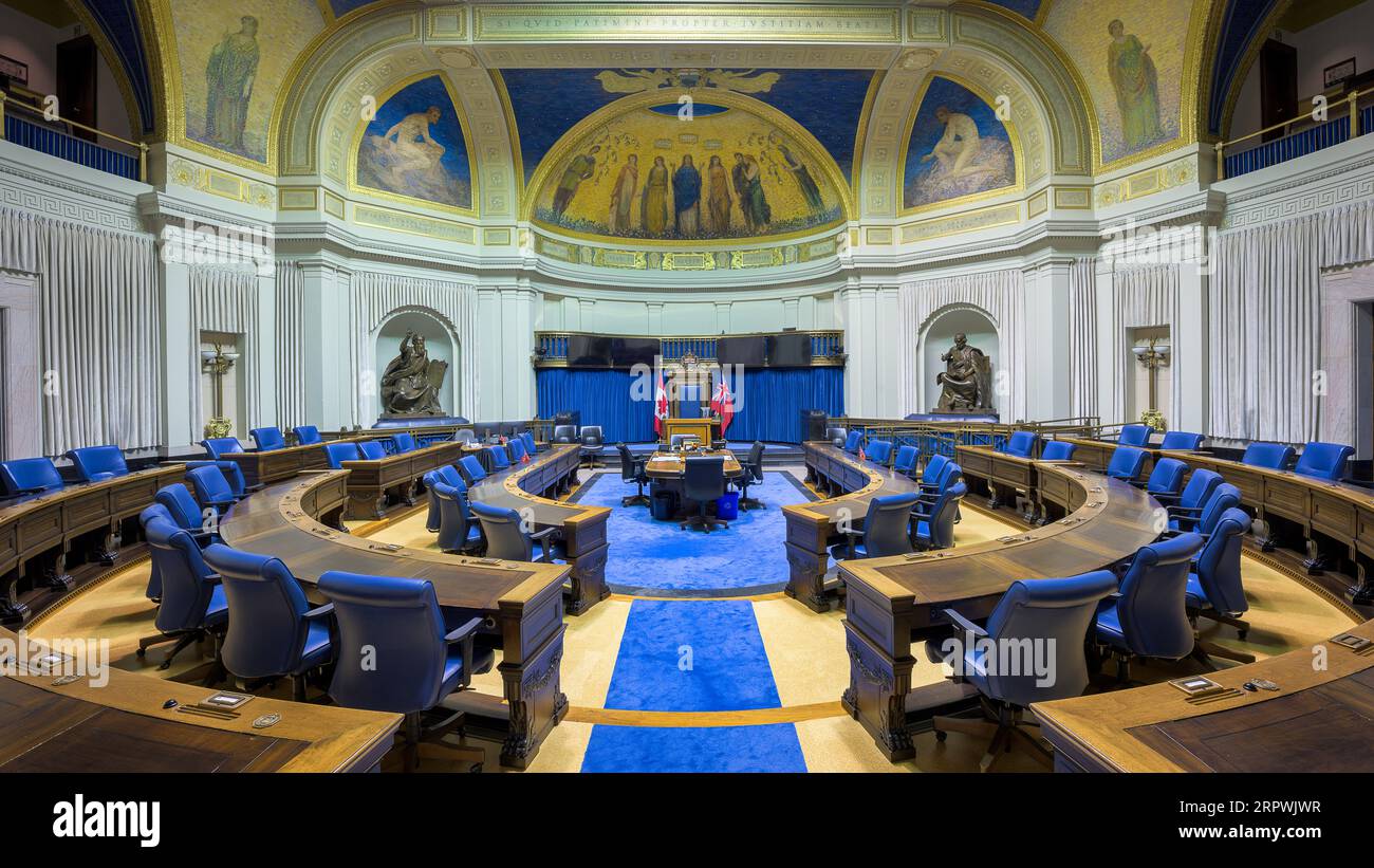 Legislative Chamber in the Manitoba Legislative Building at 450 Broadway in Winnipeg, Manitoba Stock Photo