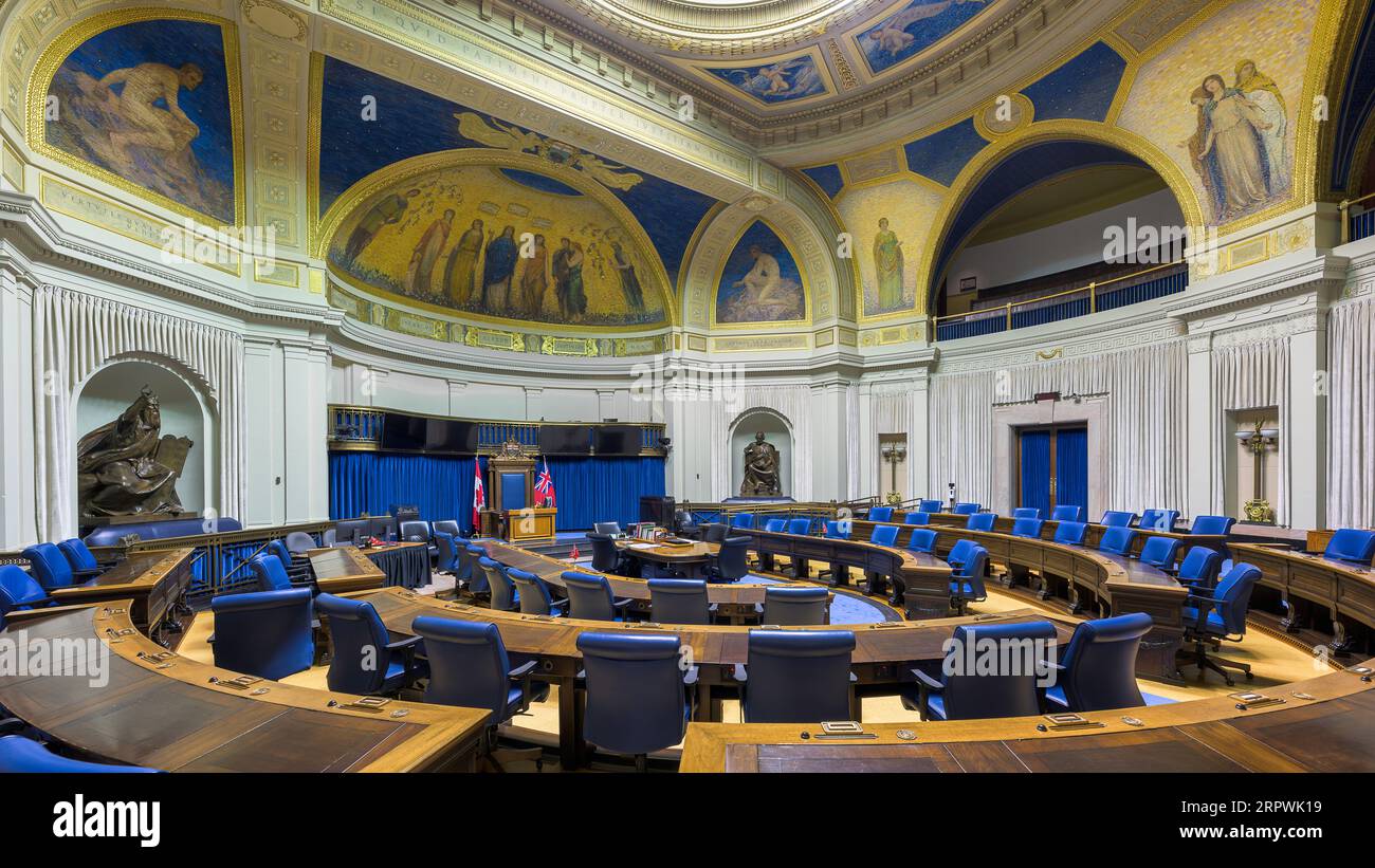 Legislative Chamber in the Manitoba Legislative Building at 450 Broadway in Winnipeg, Manitoba Stock Photo