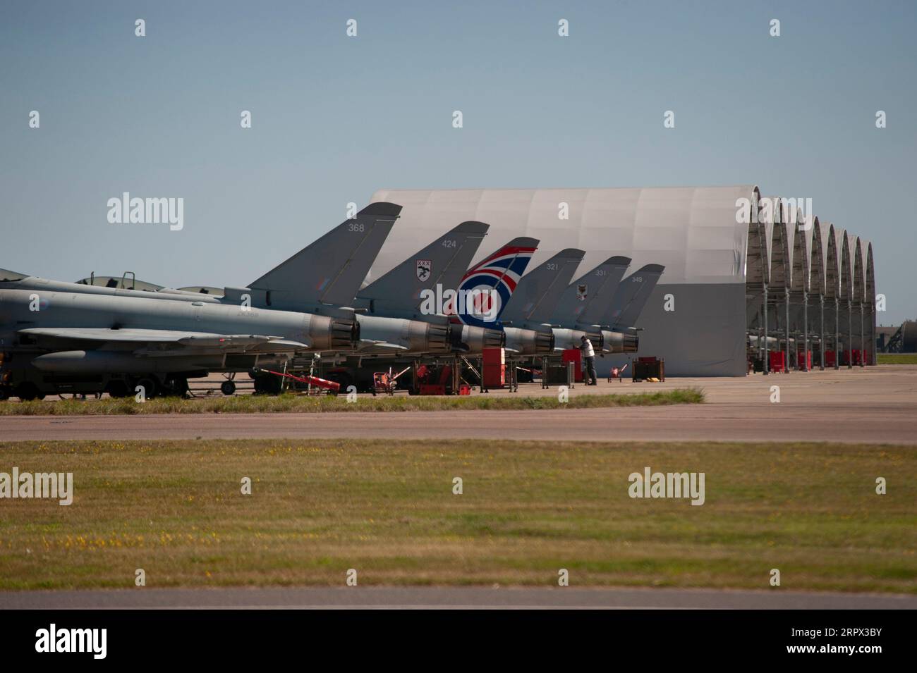 Coningsby, UK. 5th Sep, 2023. RAF Typhoon aircraft practicing at RAF