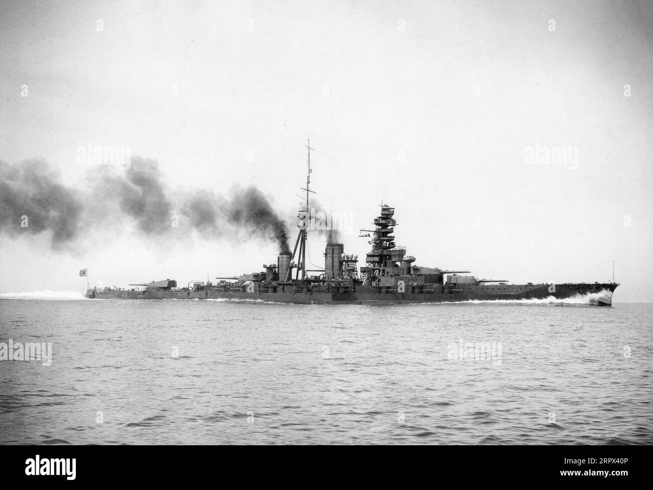 Battleship Haruna undergoing trials after her reconstruction in 1928 - Japanese Imperial Navy Stock Photo