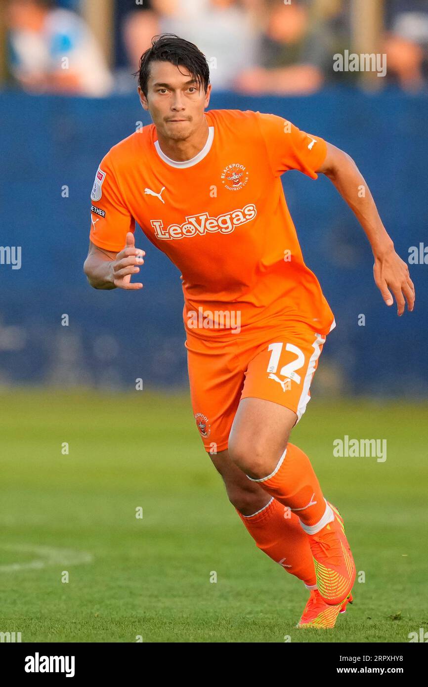 Kenny Dougall 12 of Blackpool during the EFL Trophy match Barrow vs