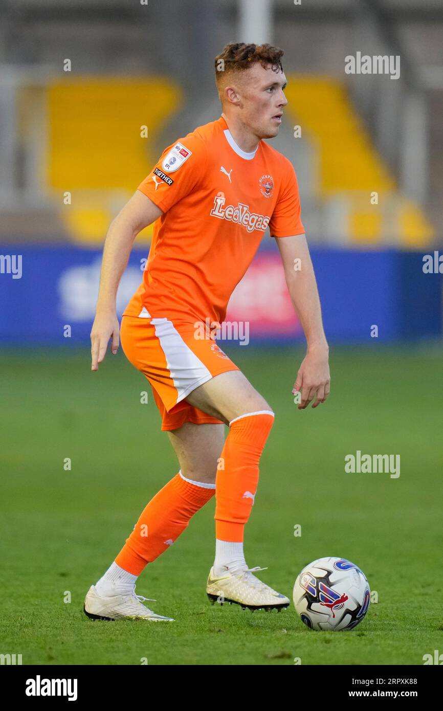 Sonny Carey 10 of Blackpool during the EFL Trophy match Barrow vs