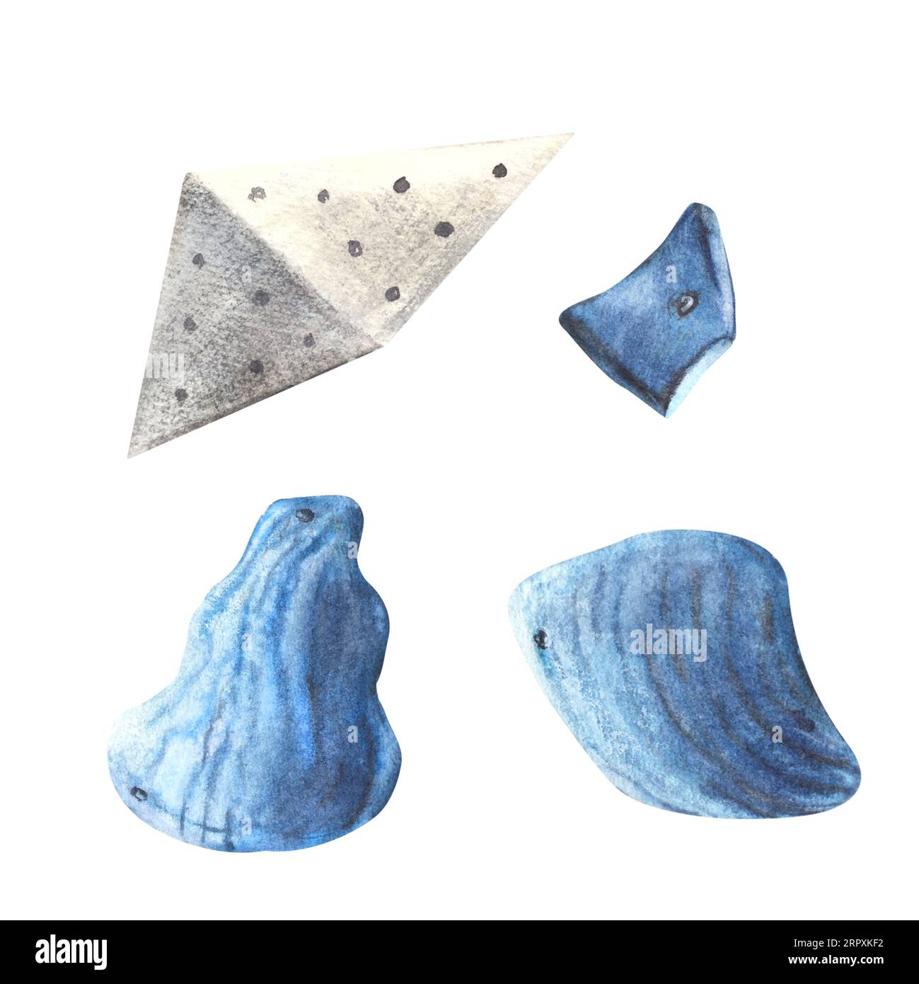 Set of grips different colors and shapes for climbing wall Holds for