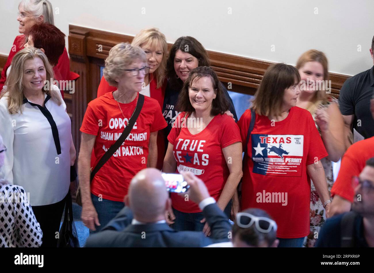 Supporters of impeached Attorney General Ken Paxton (not shown) during the morning session on the first day of impeachment trial of the Texas Attorney General for alleged ethical lapses. Credit: Bob Daemmrich/Alamy Live News Stock Photo