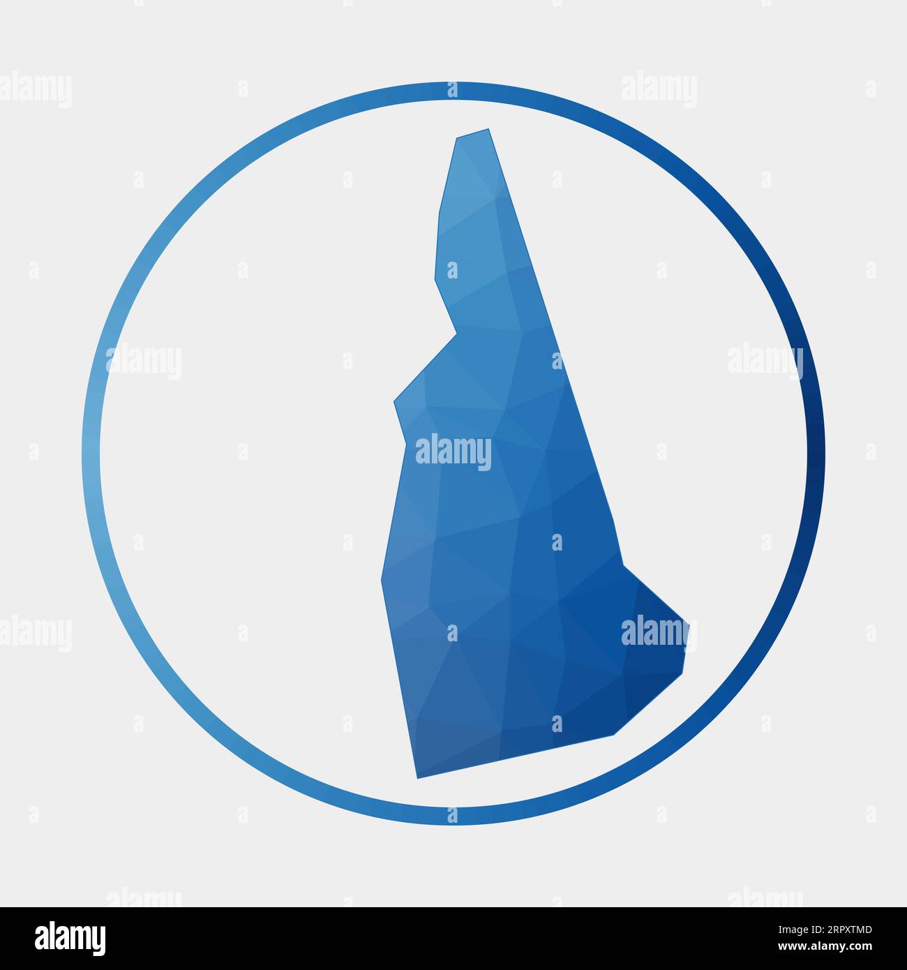 New Hampshire icon. Polygonal map of the US state in gradient ring ...