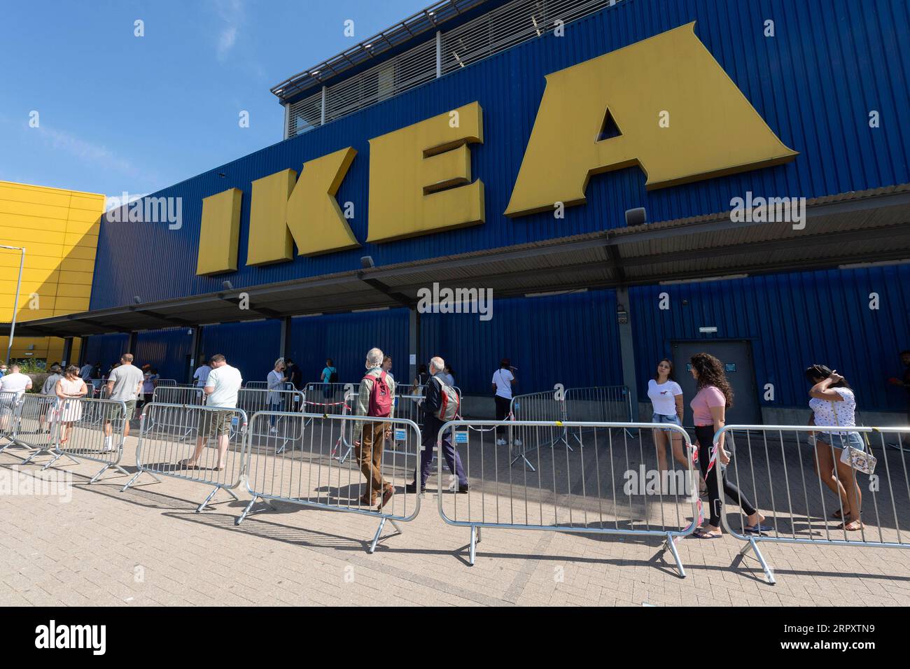 200602 -- LONDON, June 2, 2020 Xinhua -- Customers keep social distancing whilst queuing up outside the IKEA store in Wembley, London, Britain, June 2, 2020. Photo by Ray Tang/Xinhua BRITAIN-LONDON-COVID-19-IKEA-REOPENING PUBLICATIONxNOTxINxCHN Stock Photo