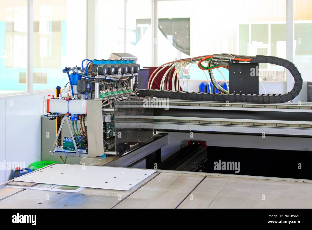 TANGSHAN CITY - MAY 28: Inkjet printing machine features, in a production workshop, on may 28, 2014, Tangshan city, Hebei Province, China Stock Photo
