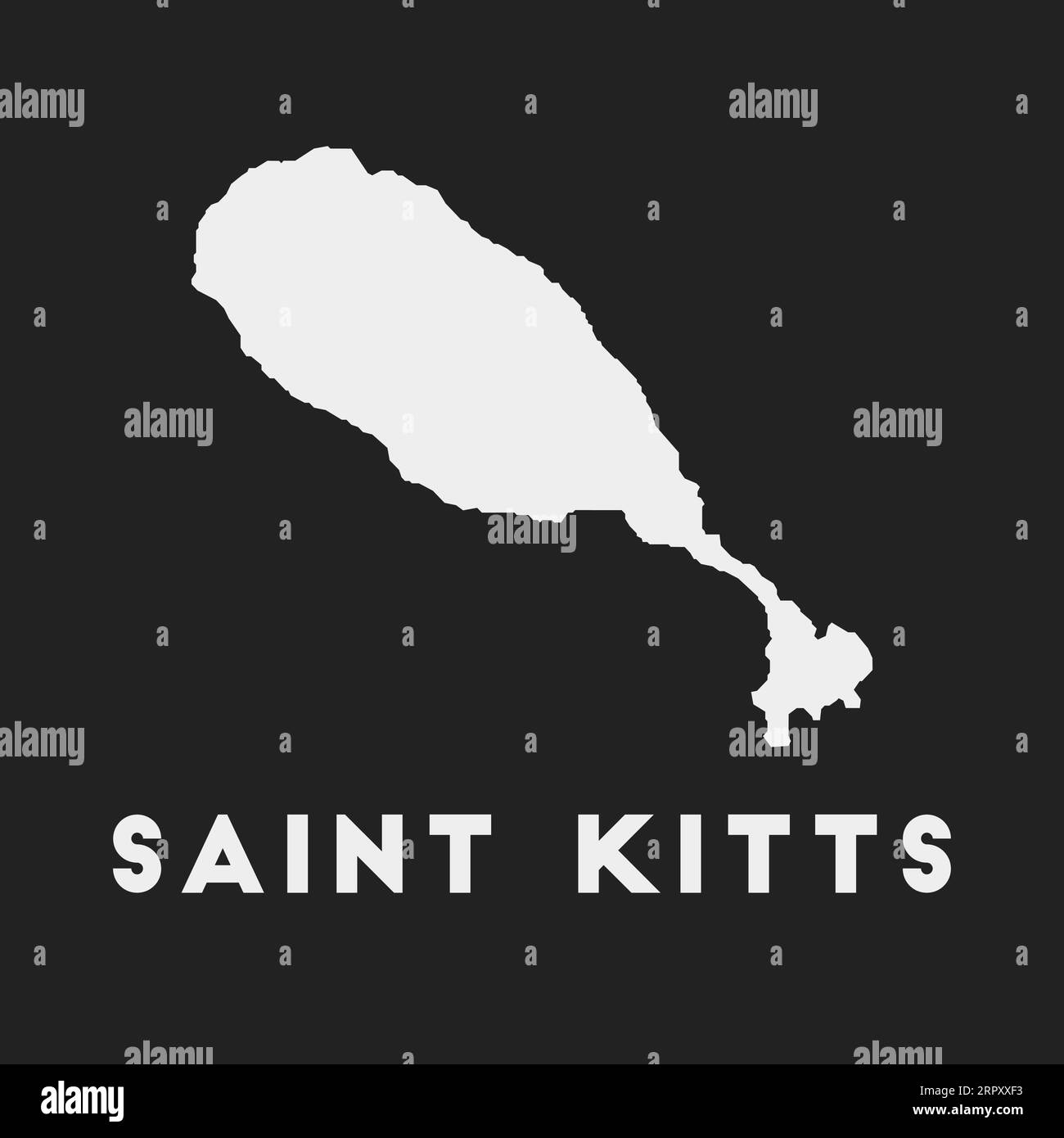 Saint Kitts icon. Island map on dark background. Stylish Saint Kitts map with island name. Vector illustration. Stock Vector
