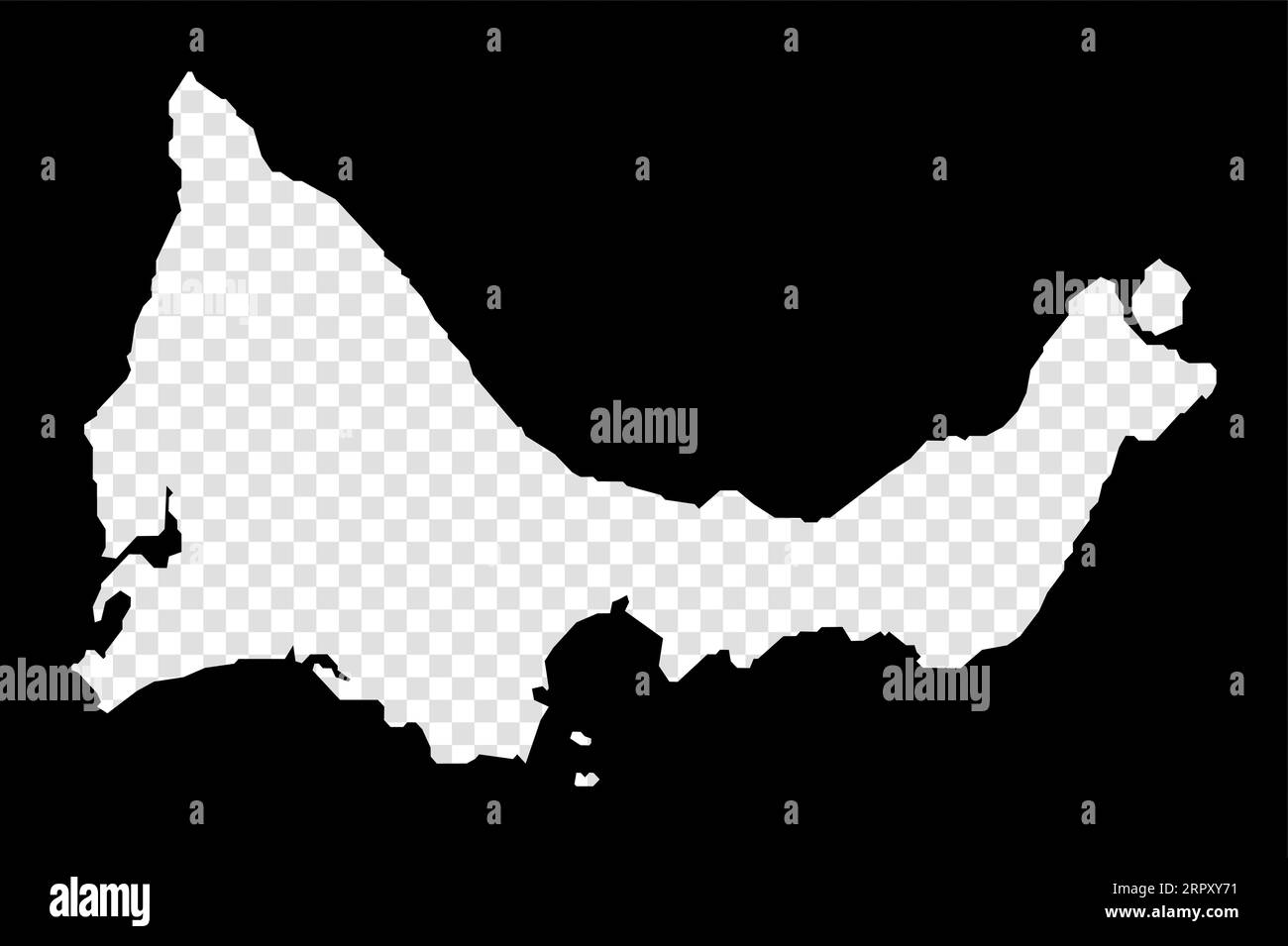 Stencil map of Providenciales. Simple and minimal transparent map of