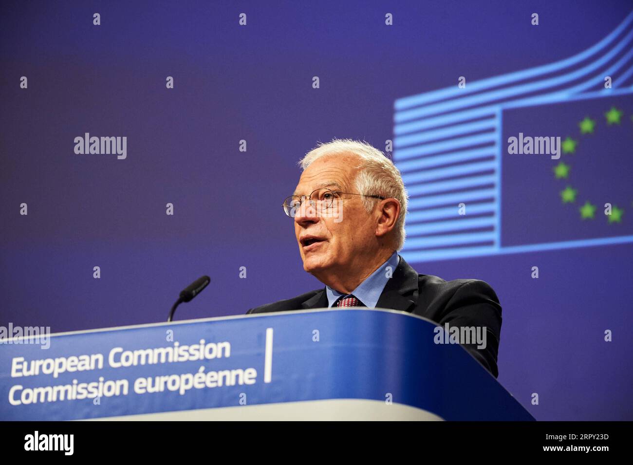 200610 -- BRUSSELS, June 10, 2020 Xinhua -- Josep Borrell, High Representative of the European Union EU for Foreign Affairs and Security Policy, speaks at a press conference after a meeting of European Commissioners in Brussels, Belgium, on June 10, 2020. The European Commission will later this week put forward an approach for the gradual and partial lifting of the Schengen zone s external travel restrictions as of July 1 with certain third countries, Josep Borrell, High Representative of the European Union EU for Foreign Affairs and Security Policy, said here on Wednesday. European Union/Hand Stock Photo